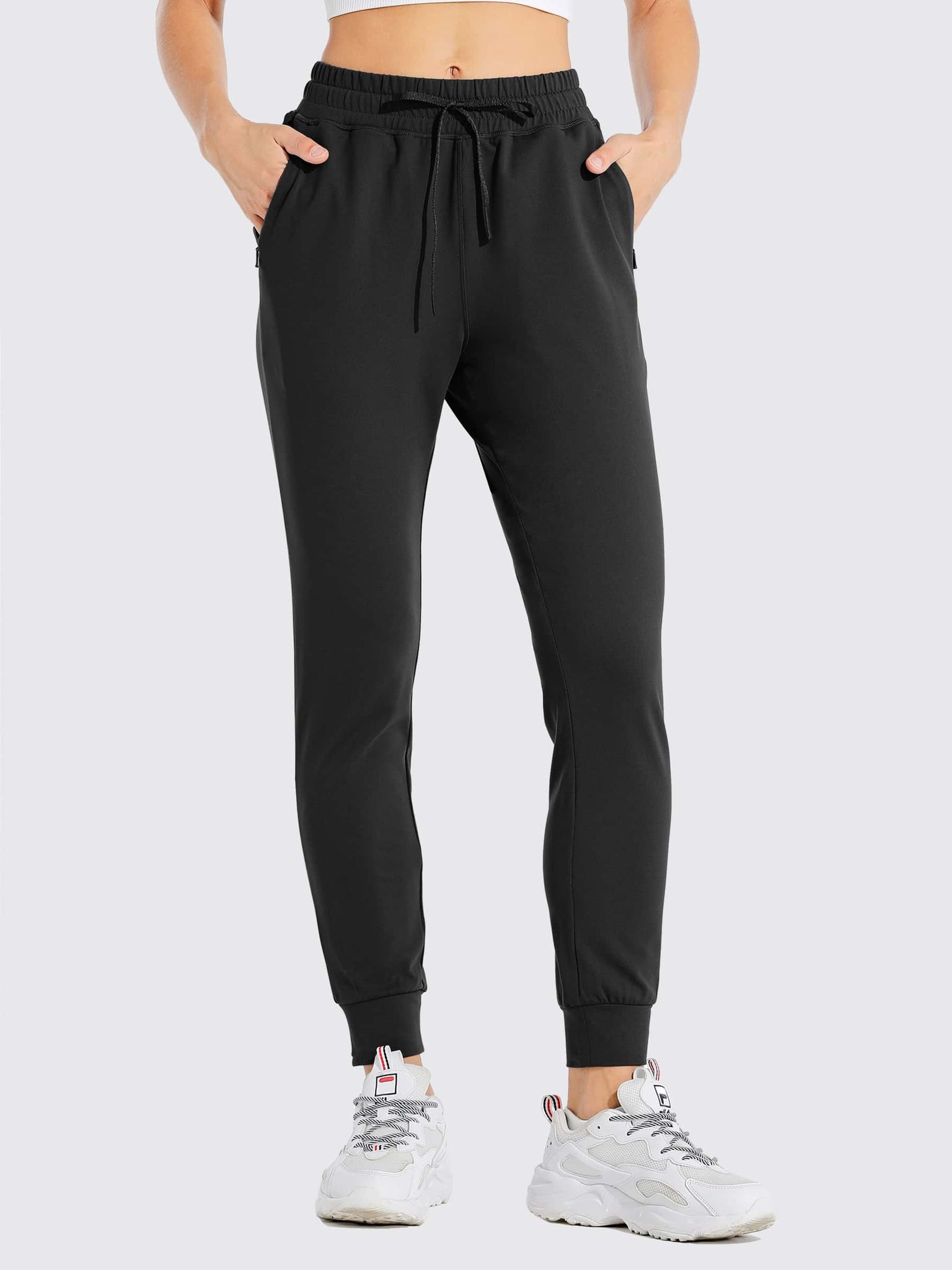 Willit Women's Winter Fleece Joggers_Black4