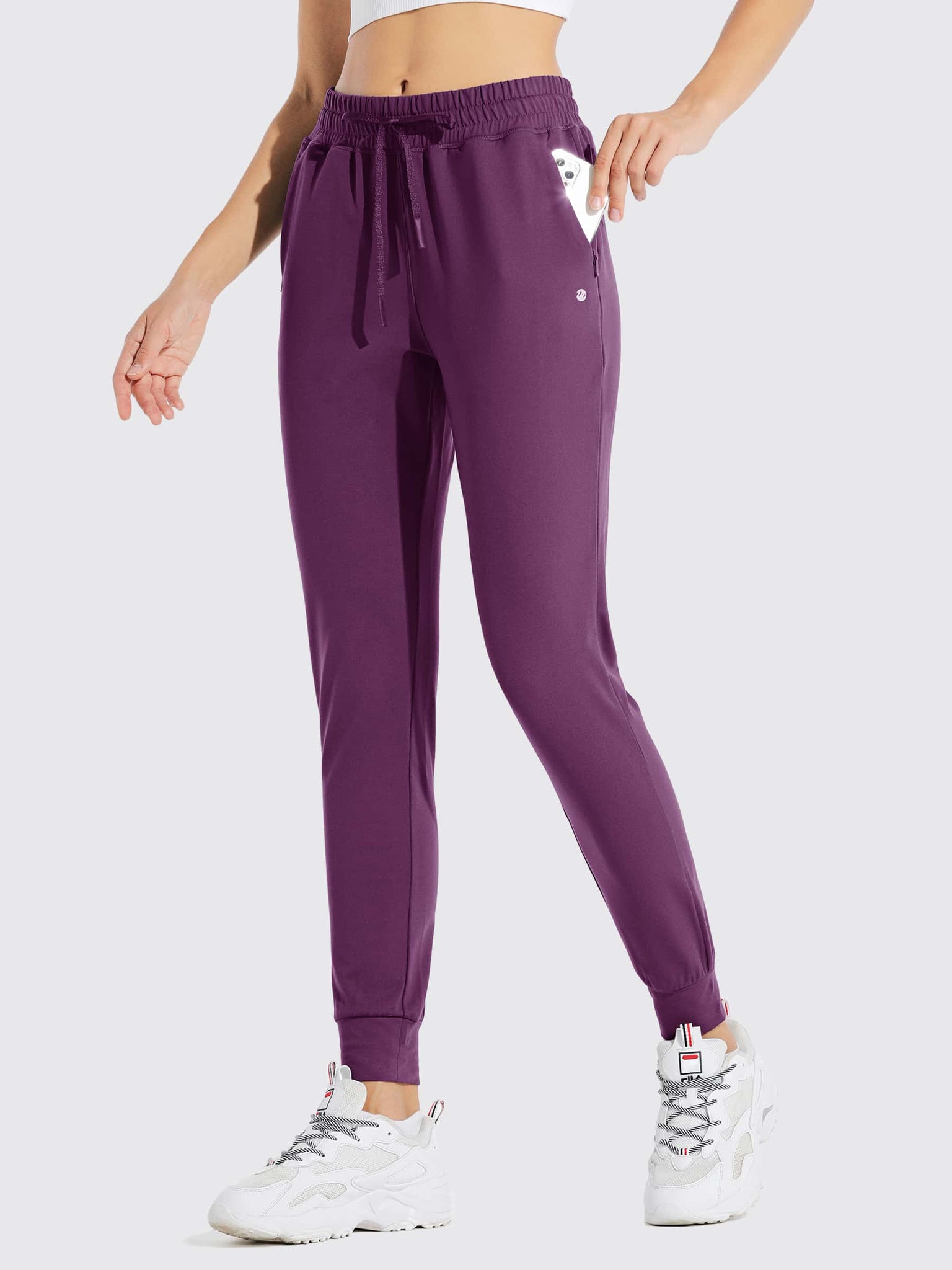 Willit Women's Winter Fleece Joggers_Purple1