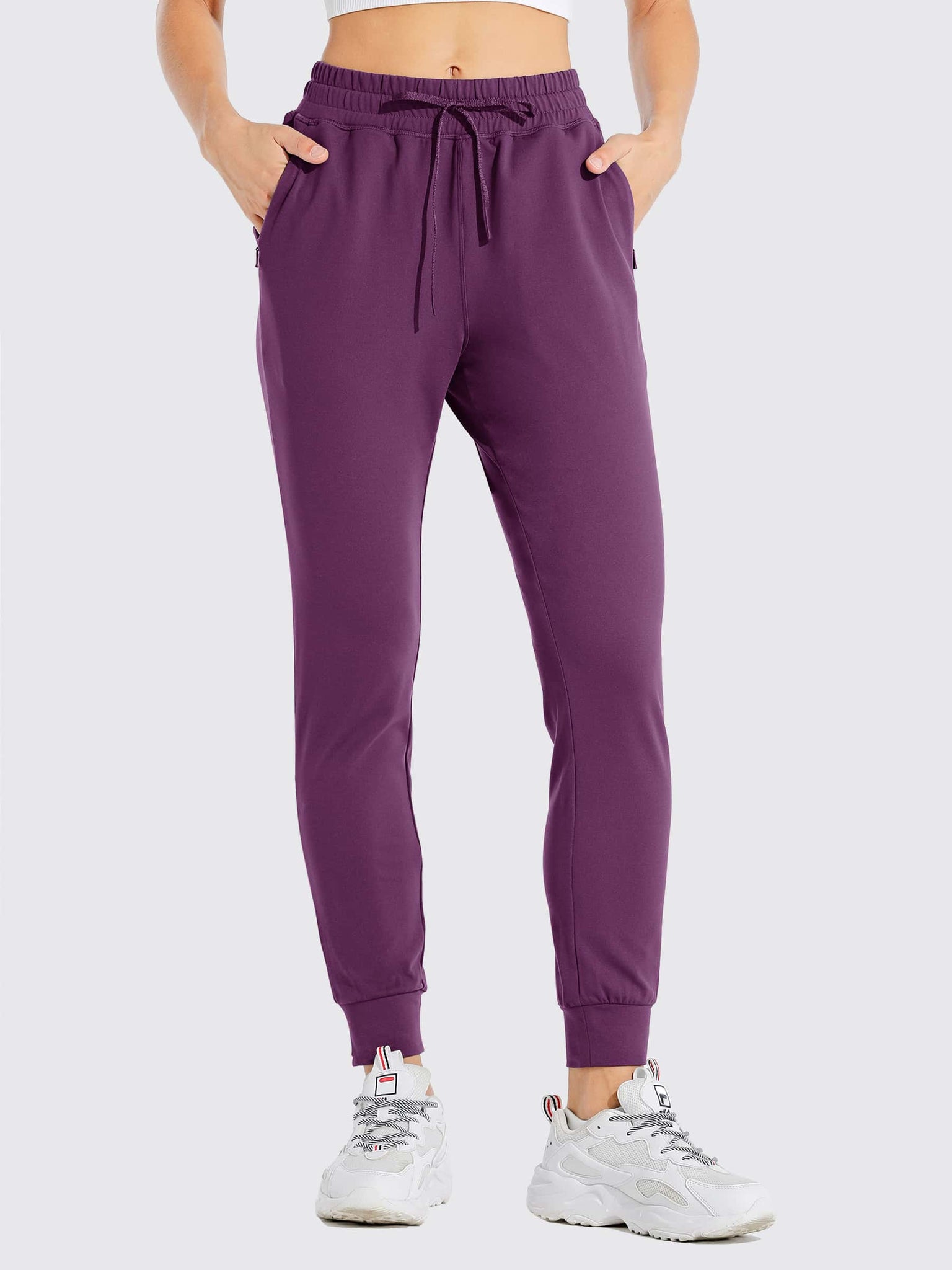 Willit Women's Winter Fleece Joggers_Purple4