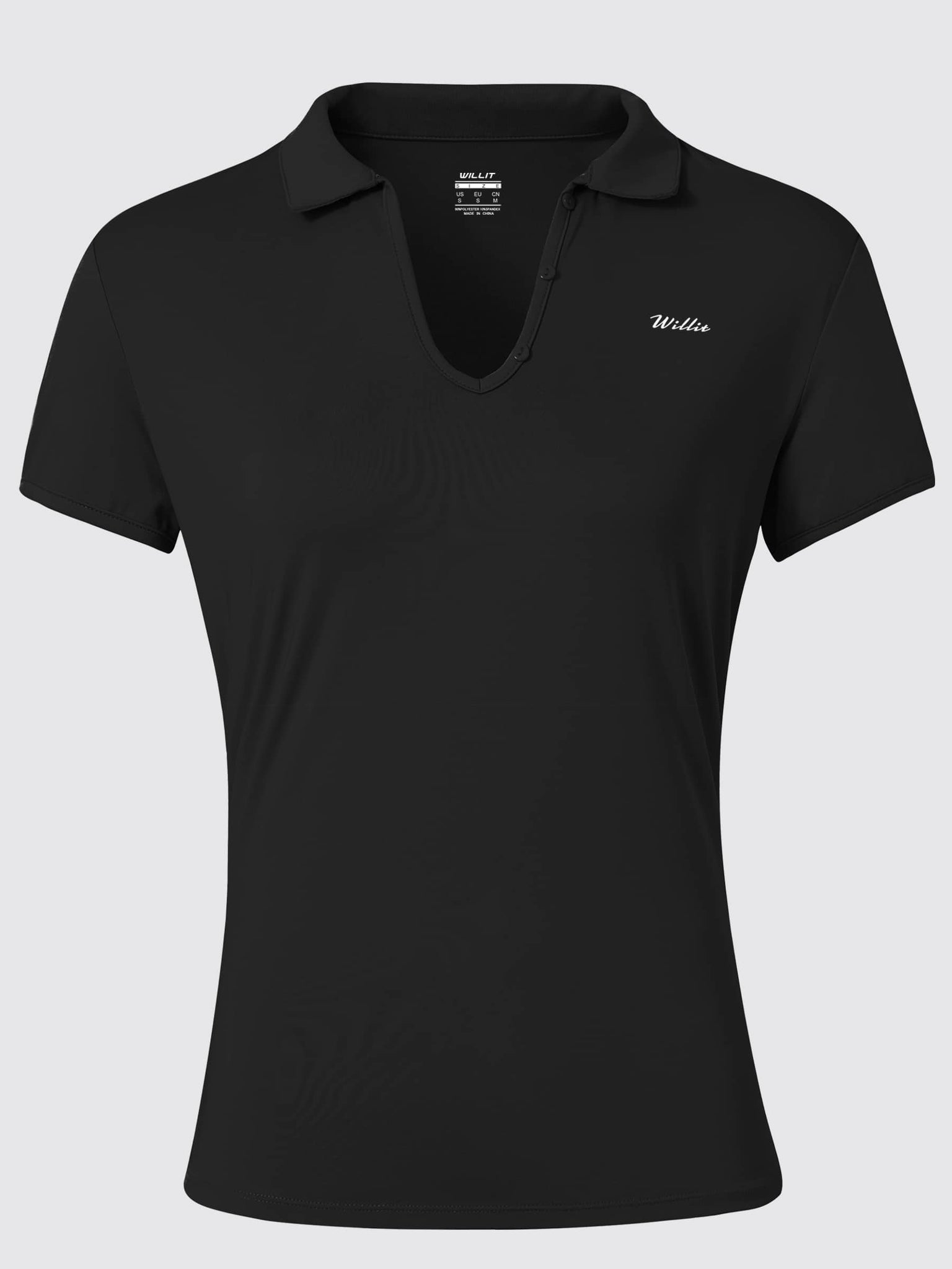 Willit Women's Golf Polo Short Sleeve Shirts_Black1