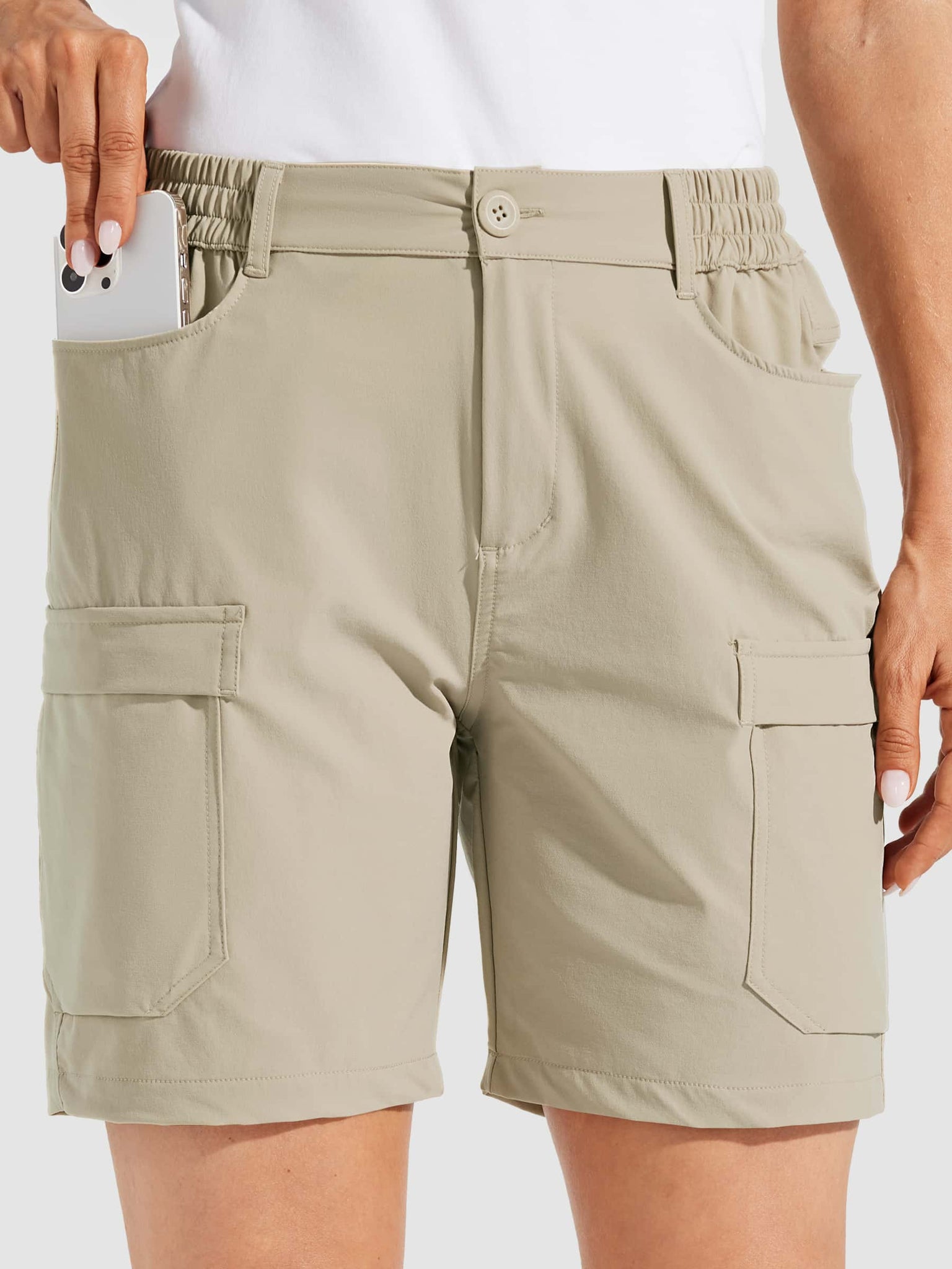 Willit Women's Hiking Cargo Shorts_Khaki1