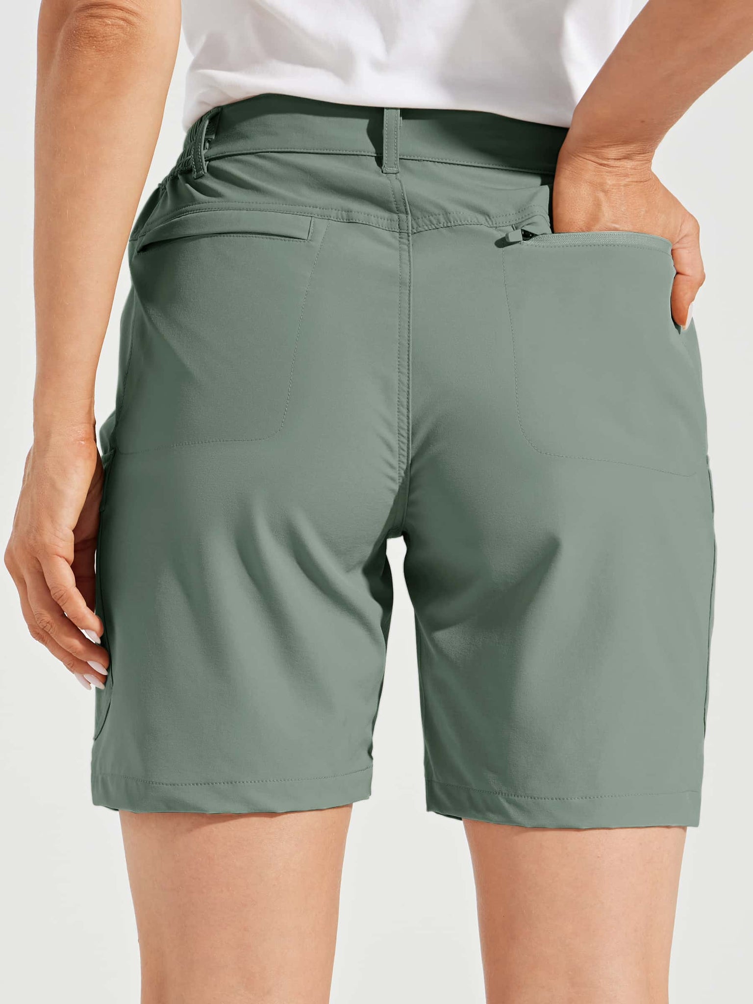 Willit Women's Hiking Cargo Shorts_Green3