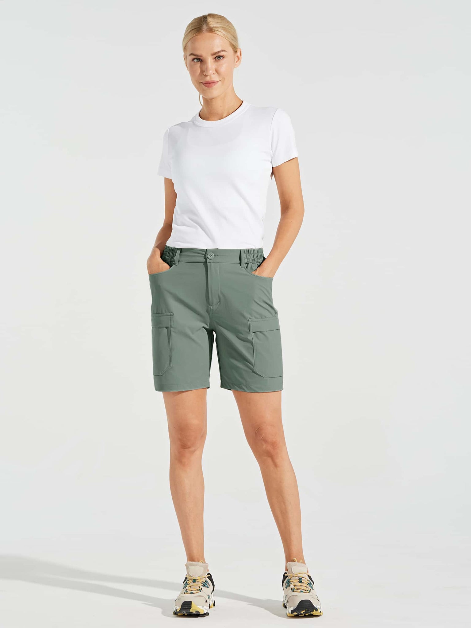 Willit Women's Hiking Cargo Shorts_Green4