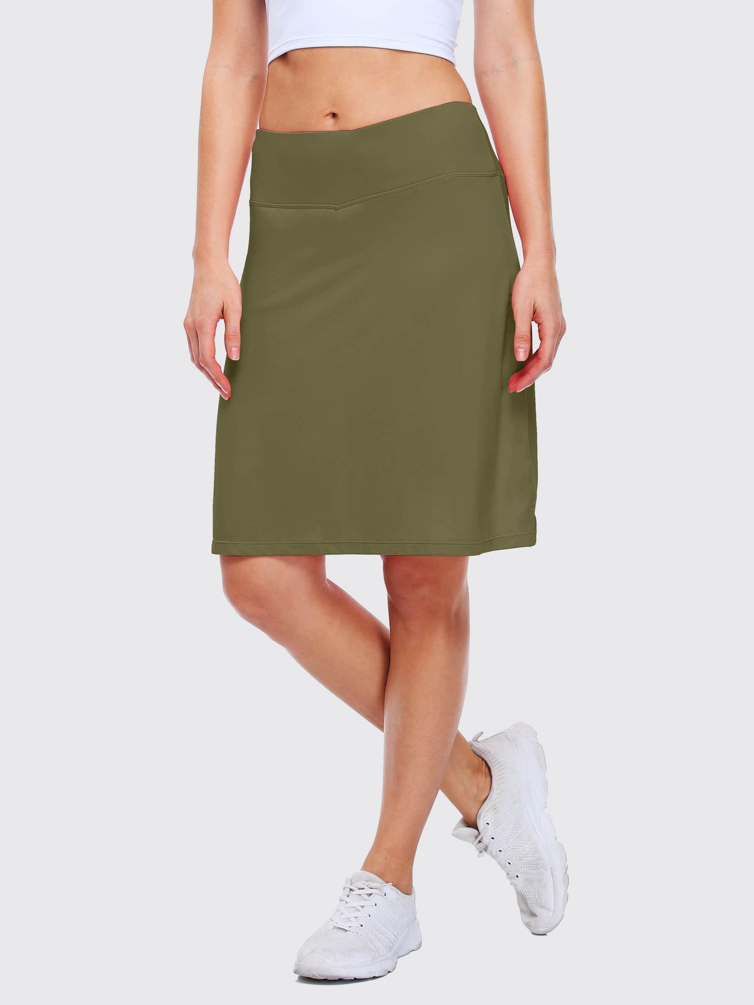 Women's Knee Length 20 Inch Sports Skorts Skirts_Armygreen5
