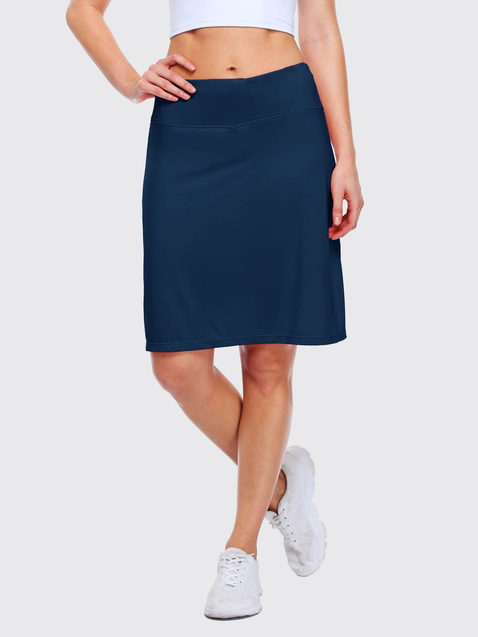Women's Knee Length 20 Inch Sports Skorts Skirts_Navy3