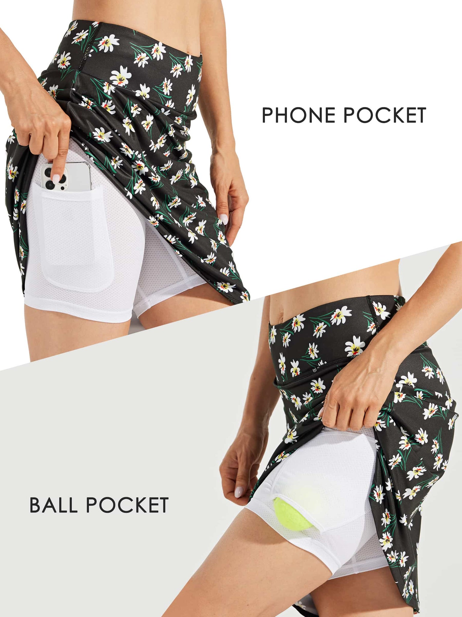 Women 20 Inches Skorts Skirts Golf Knee Length Tennis Skirts
