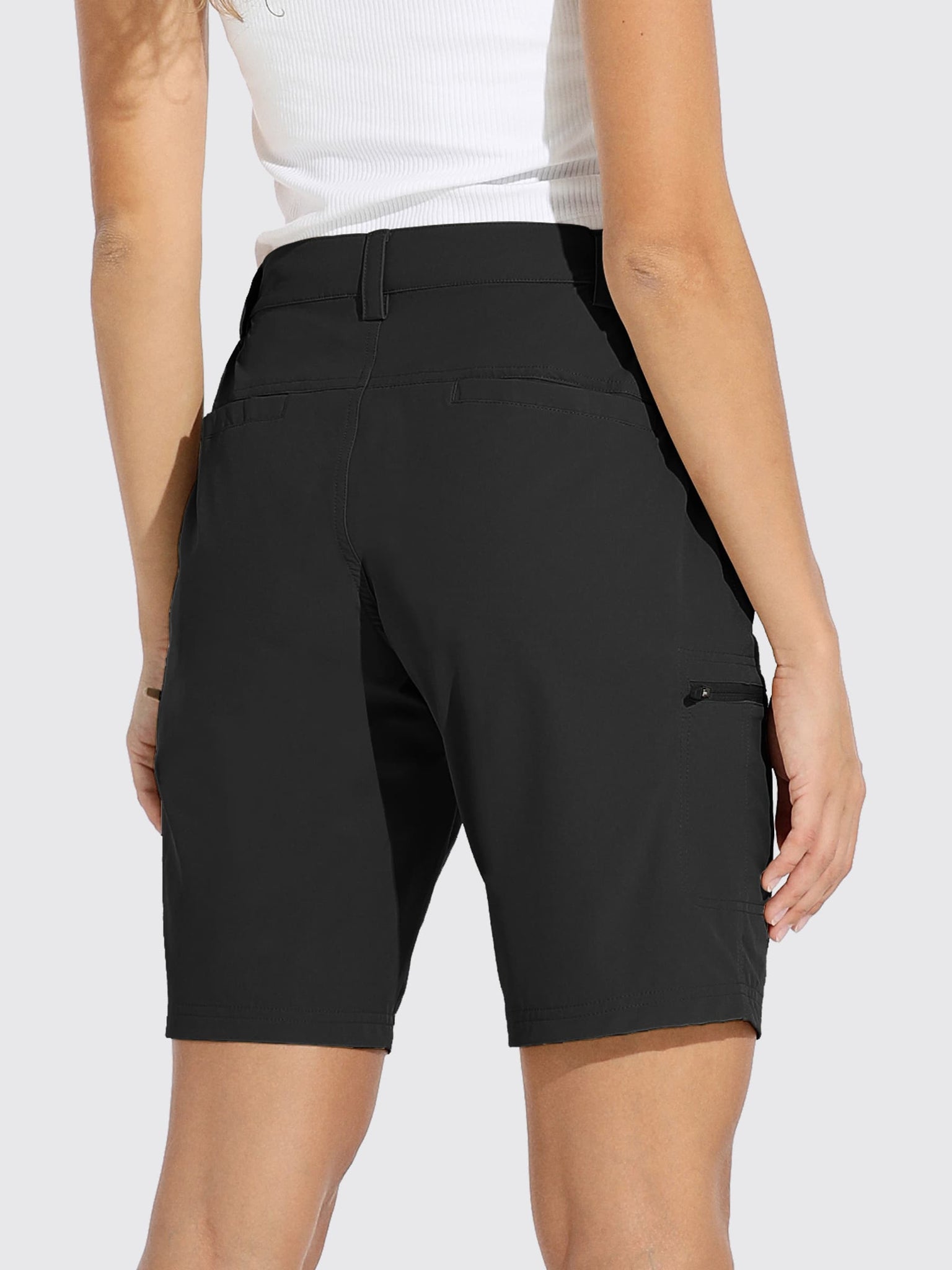 Women's Outdoor Cargo Shorts 10 Inseam_Black2