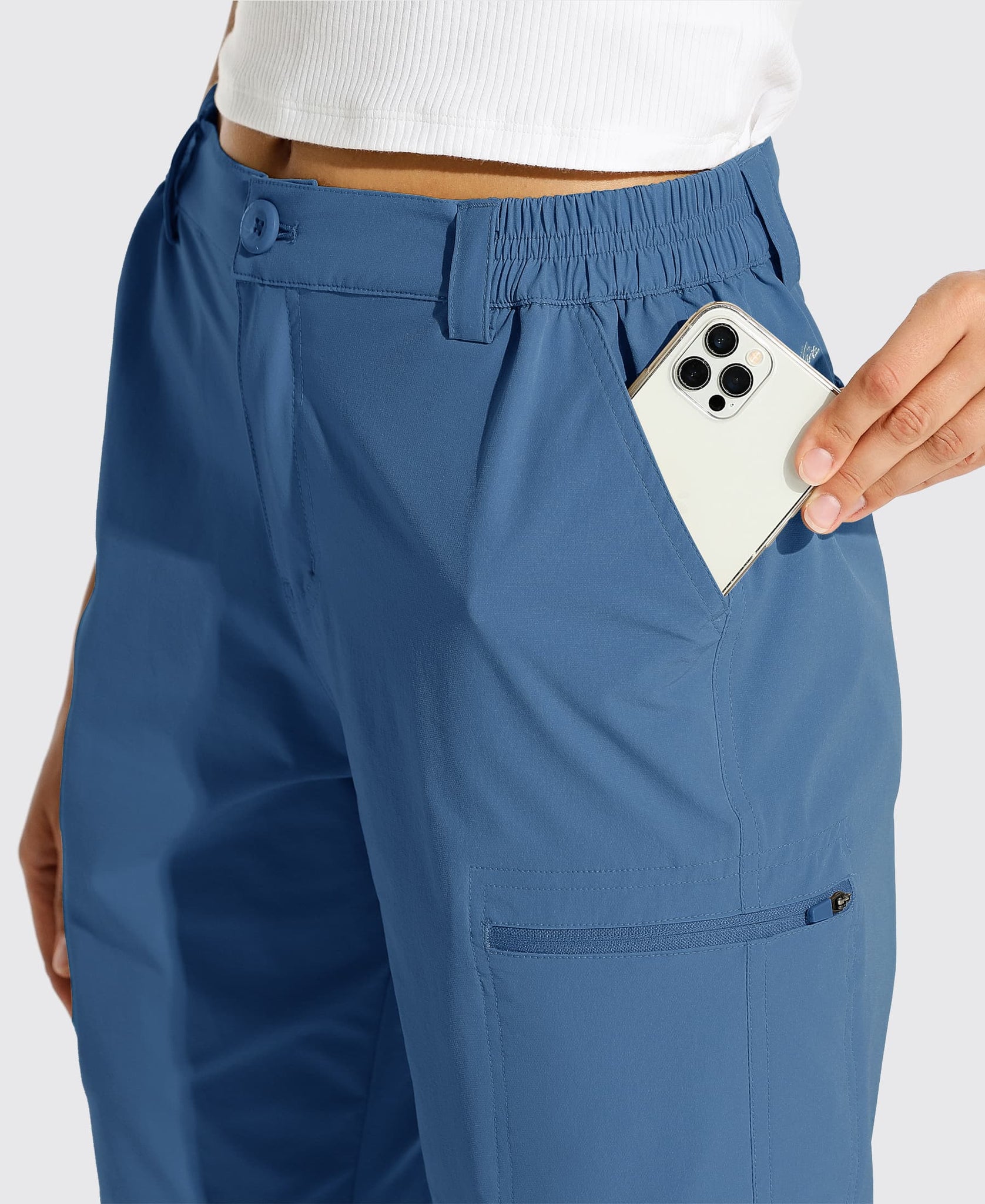 Women's Outdoor Cargo Shorts 10 Inseam_Blue3