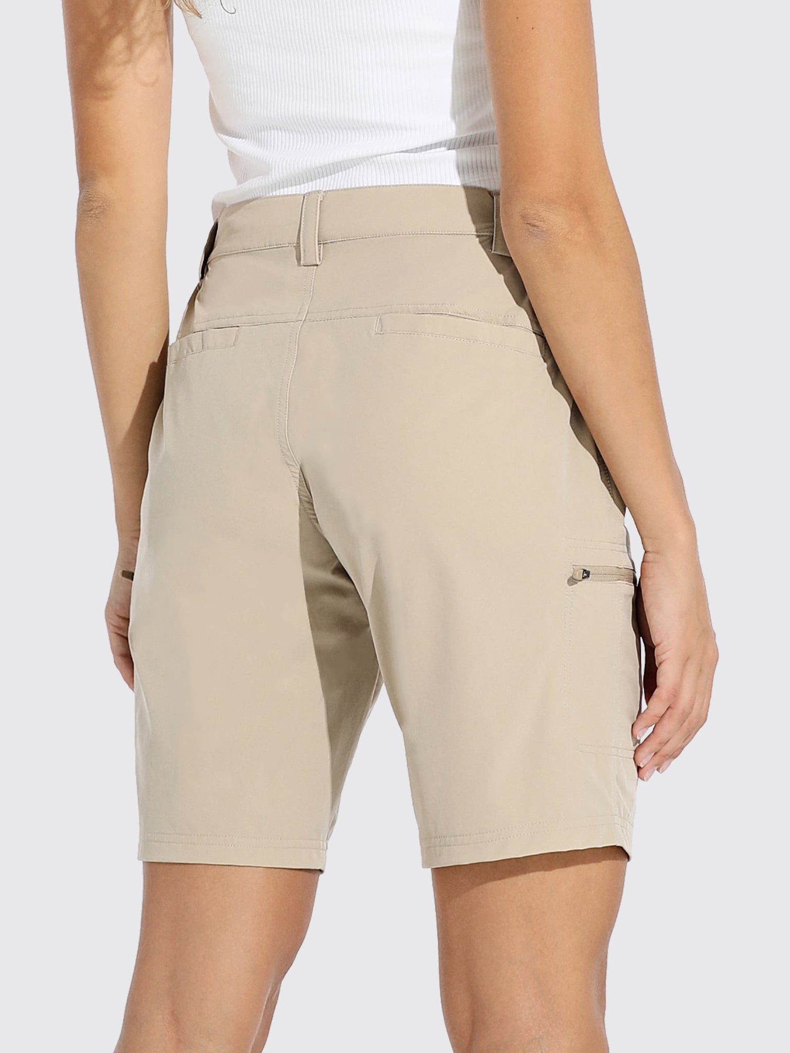 Women's Outdoor Cargo Shorts 10 Inseam_Khaki2