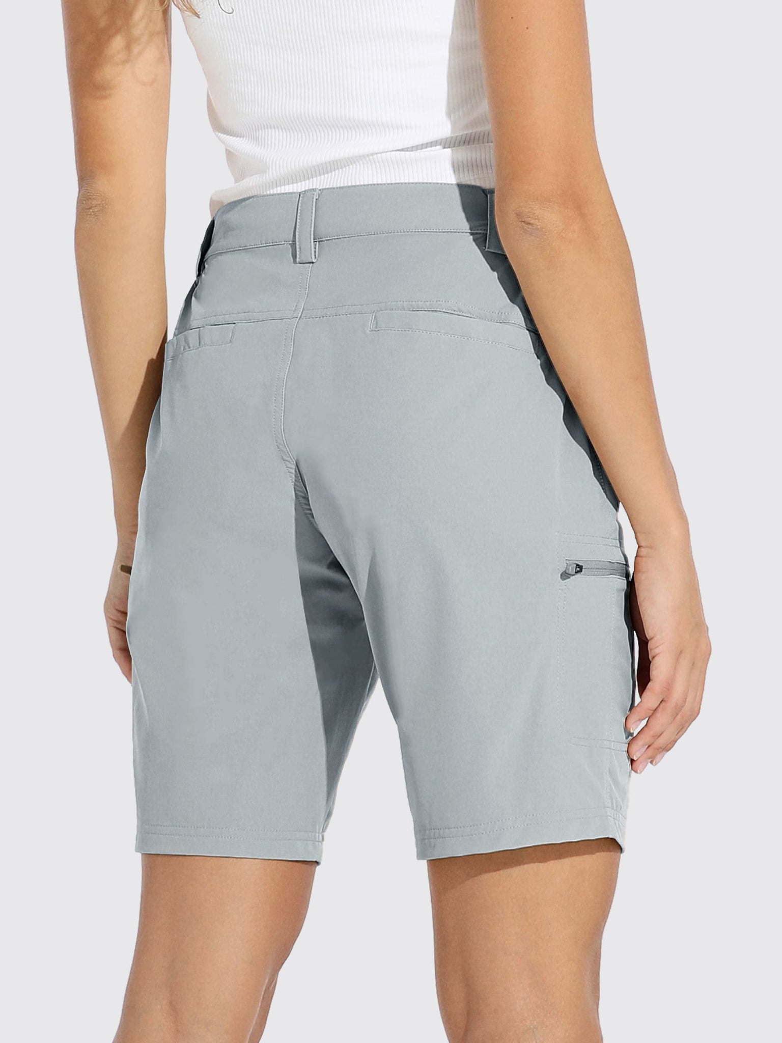 Women's Outdoor Cargo Shorts 10 Inseam_LightGray2