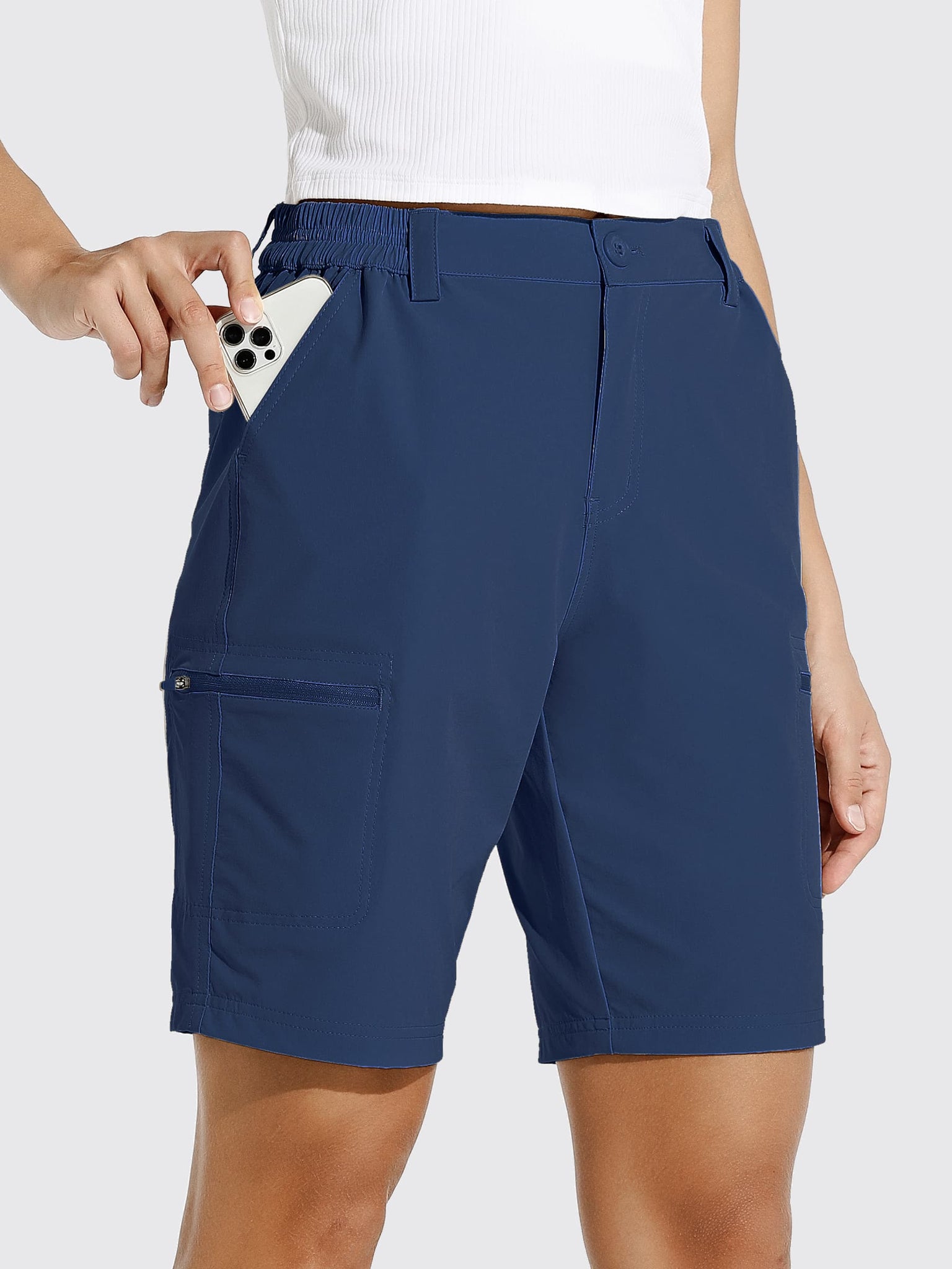 Women's Outdoor Cargo Shorts 10 Inseam_Navy1