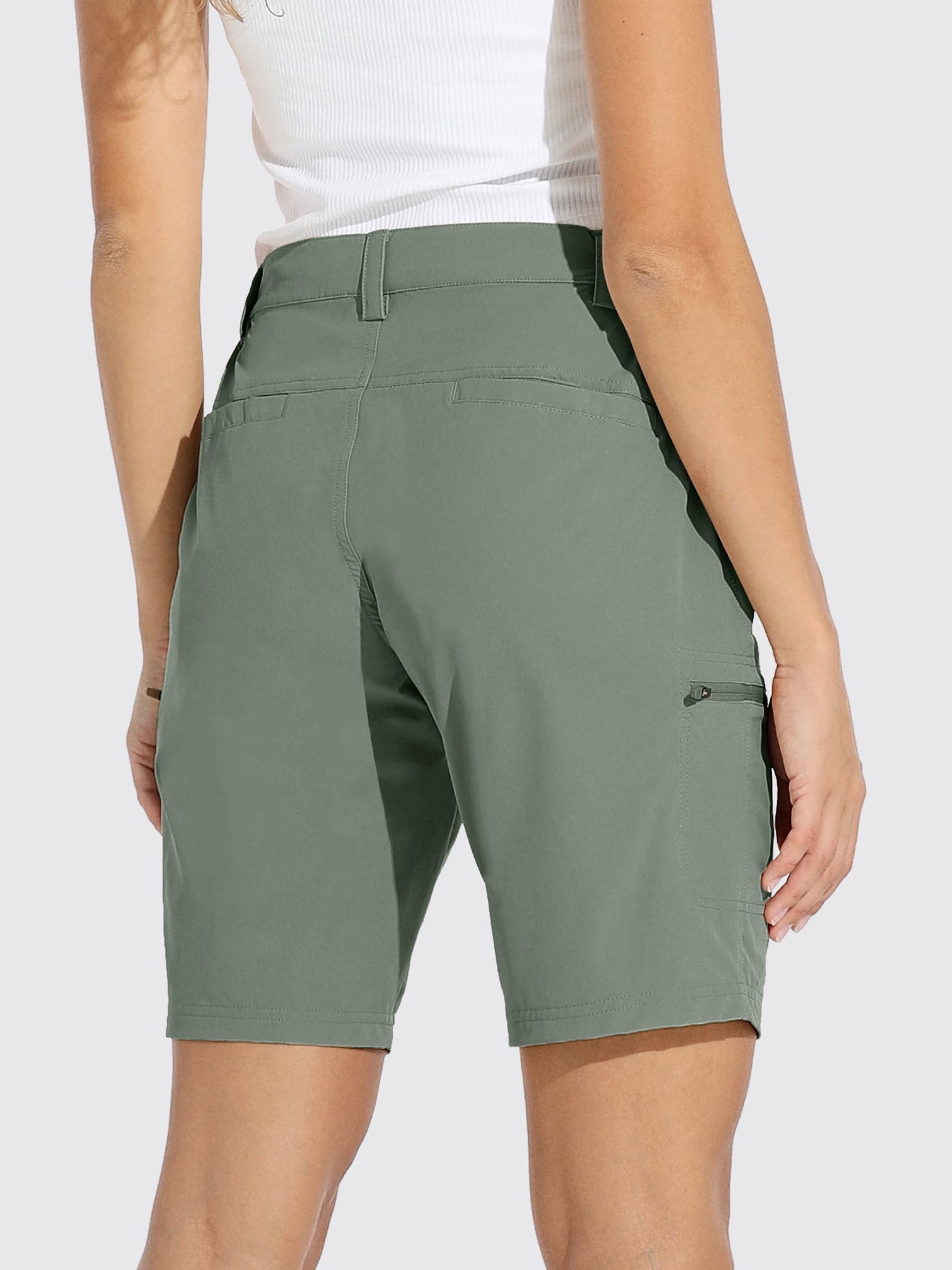 Women's Outdoor Cargo Shorts 10 Inseam_SageGreen2