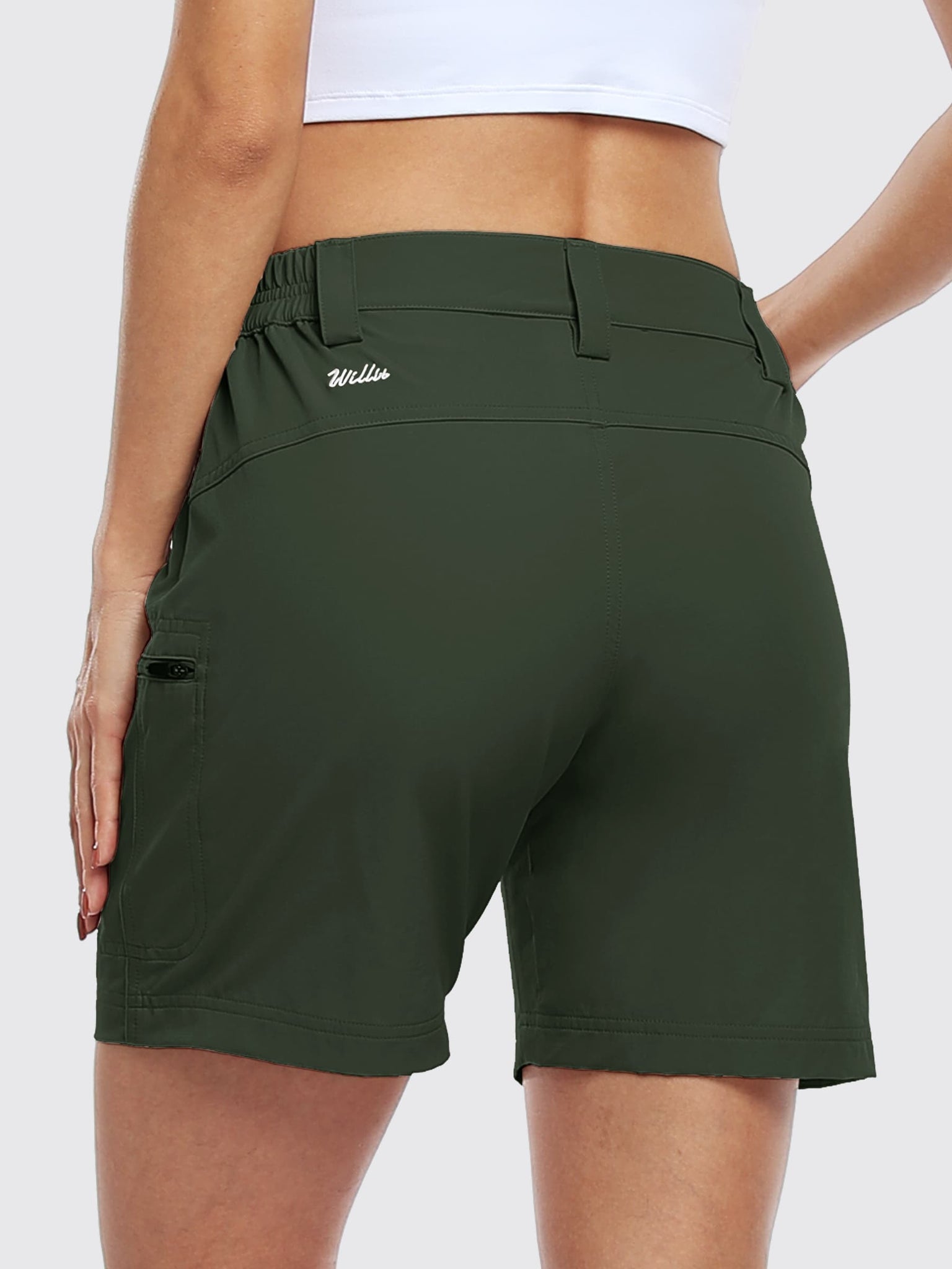 Willit Women's Outdoor Cargo Shorts 6 Inseam_ArmyGreen_model5