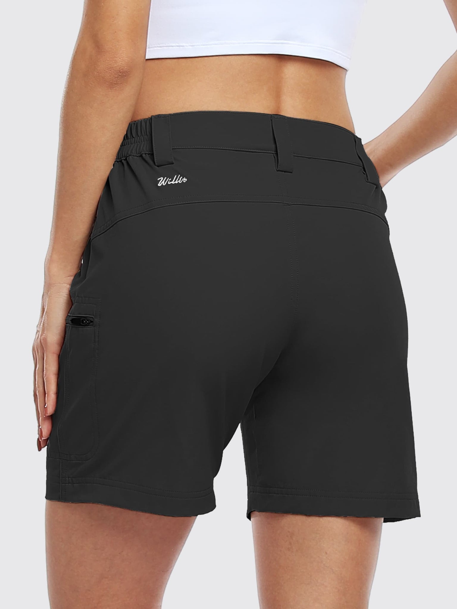 Willit Women's Outdoor Cargo Shorts 6 Inseam_Black_model5