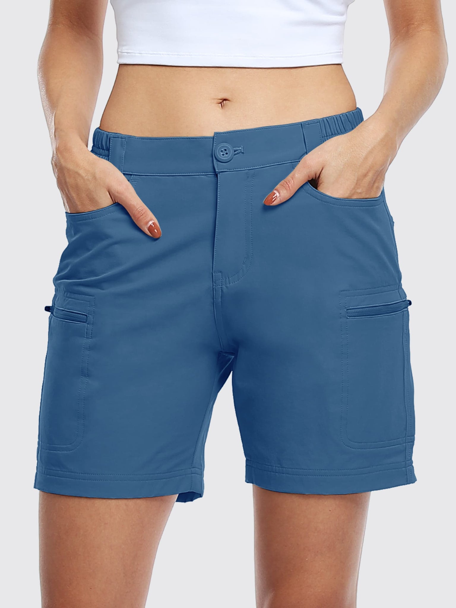 Willit Women's Outdoor Cargo Shorts 6 Inseam_Blue_model1