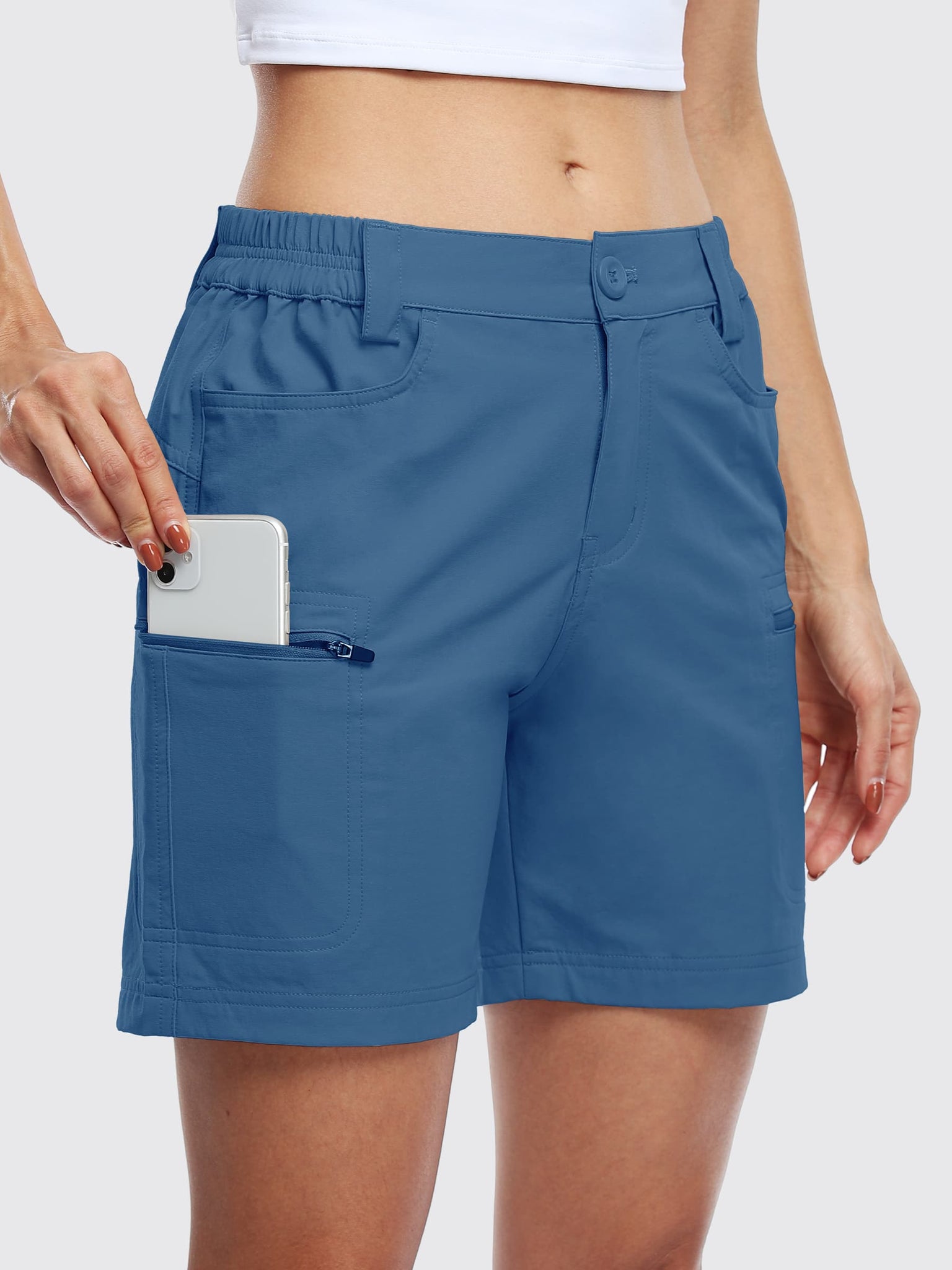 Willit Women's Outdoor Cargo Shorts 6 Inseam_Blue_model4