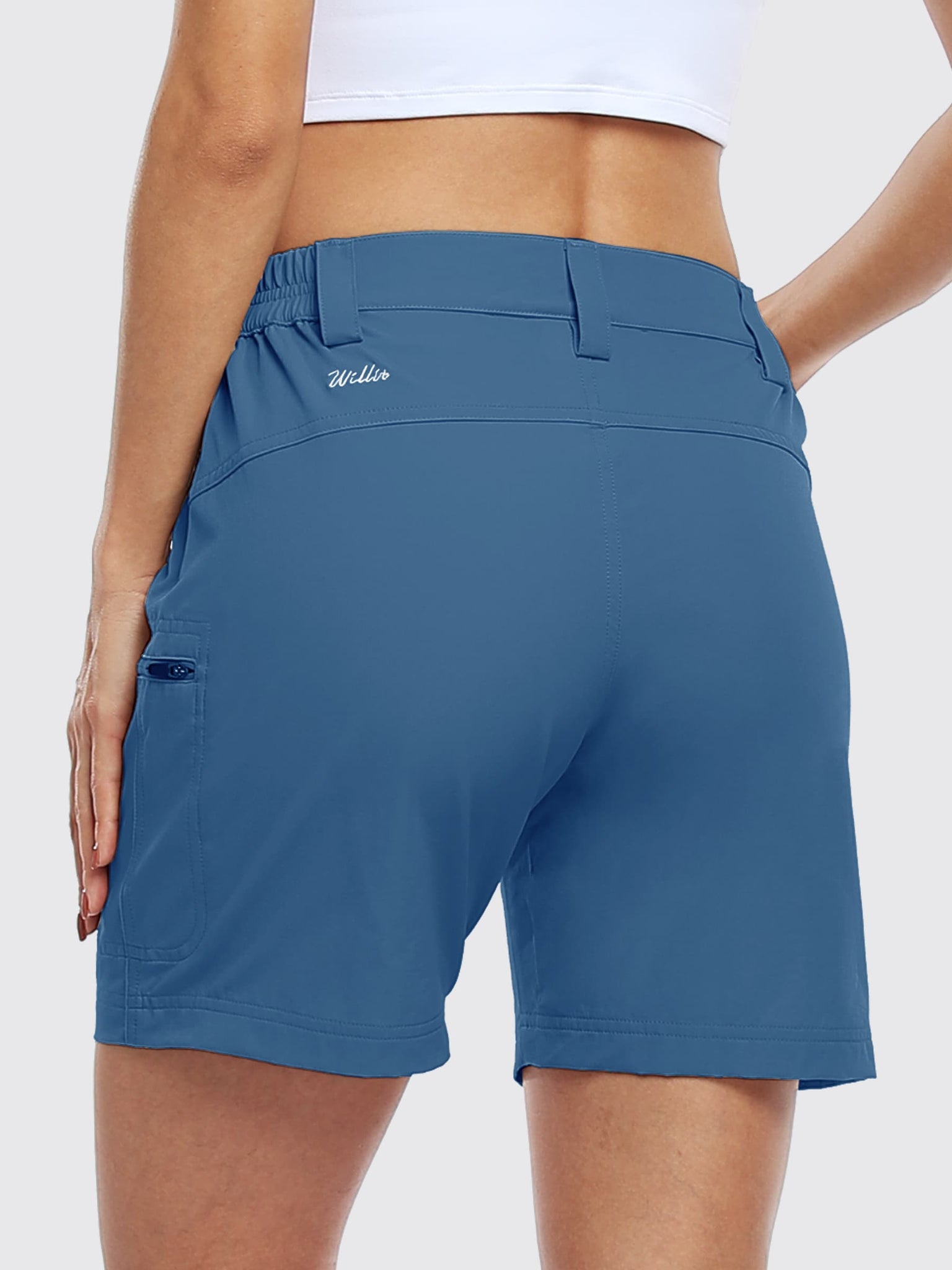 Willit Women's Outdoor Cargo Shorts 6 Inseam_Blue_model5