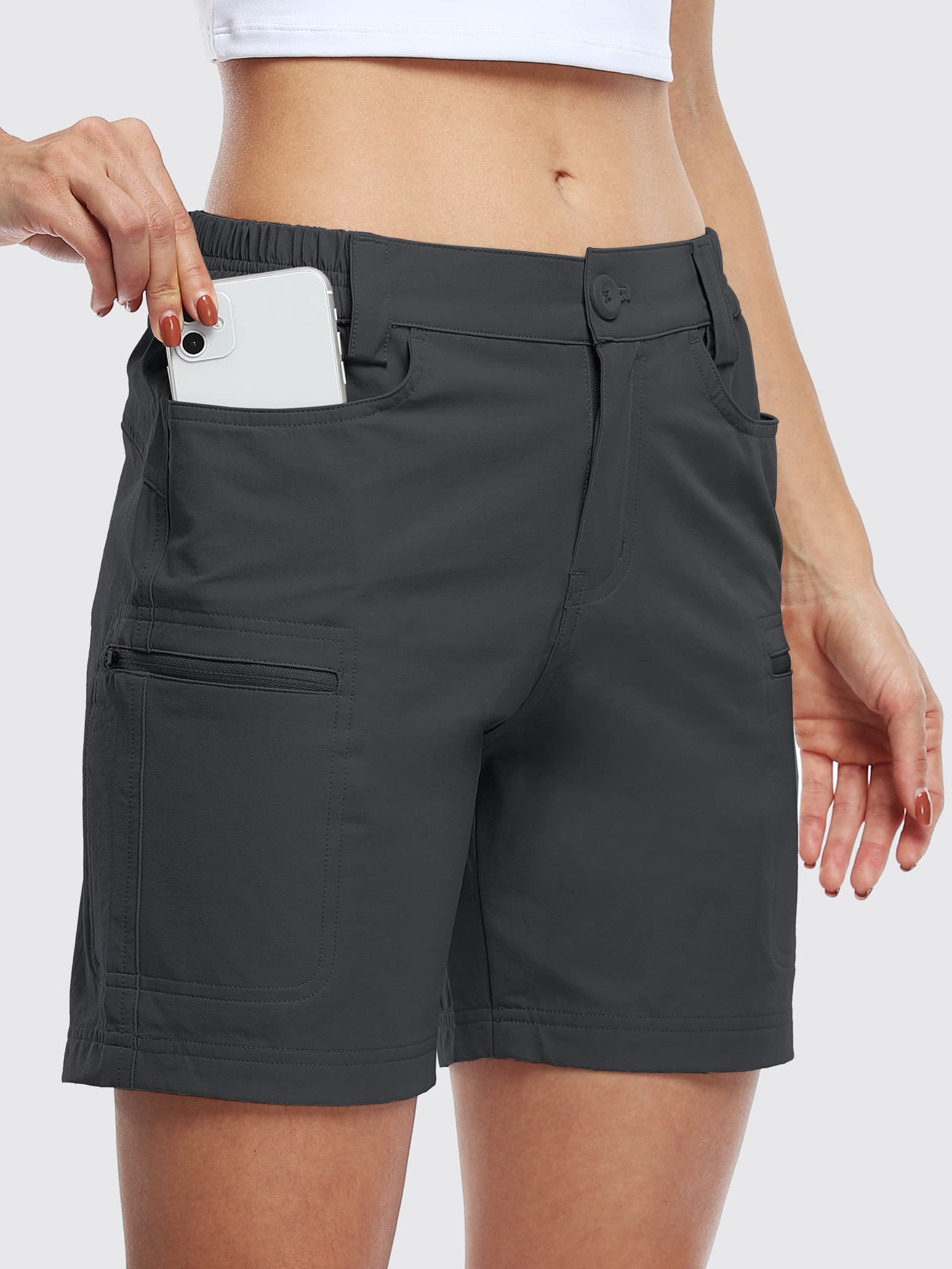 Willit Women's Outdoor Cargo Shorts 6 Inseam_DeepGray_model3