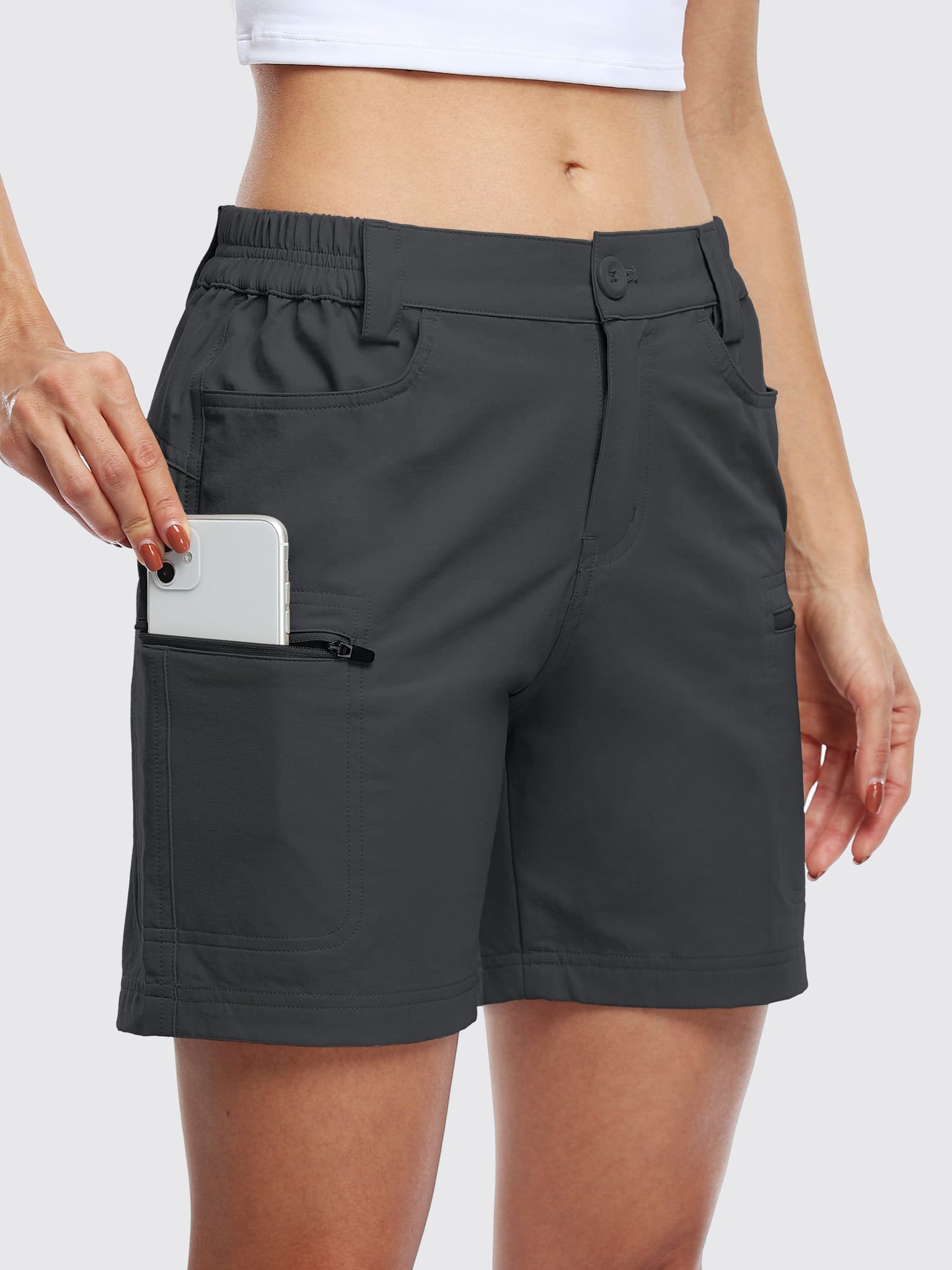 Willit Women's Outdoor Cargo Shorts 6 Inseam_DeepGray_model4