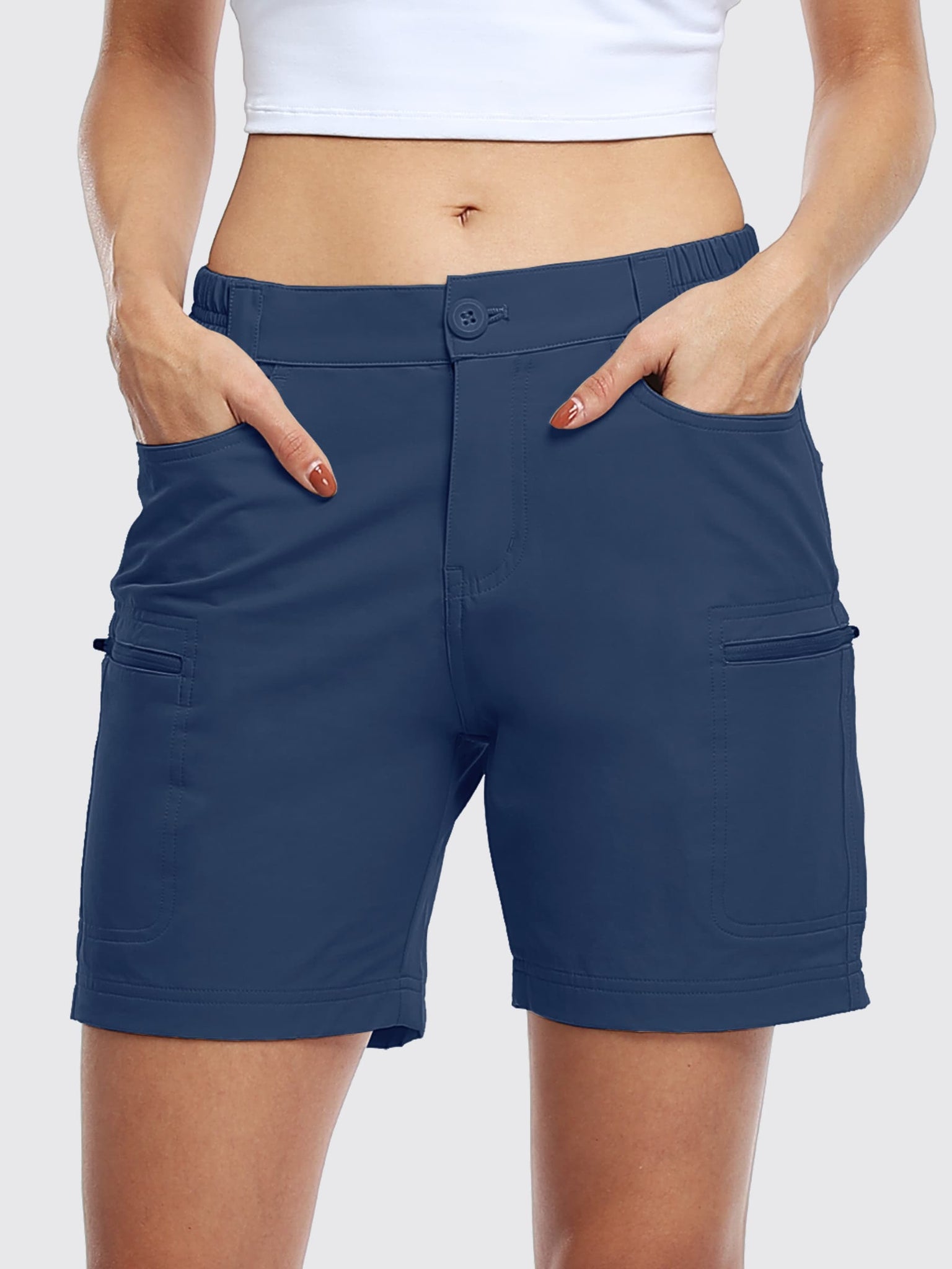 Willit Women's Outdoor Cargo Shorts 6 Inseam_Navy_model1