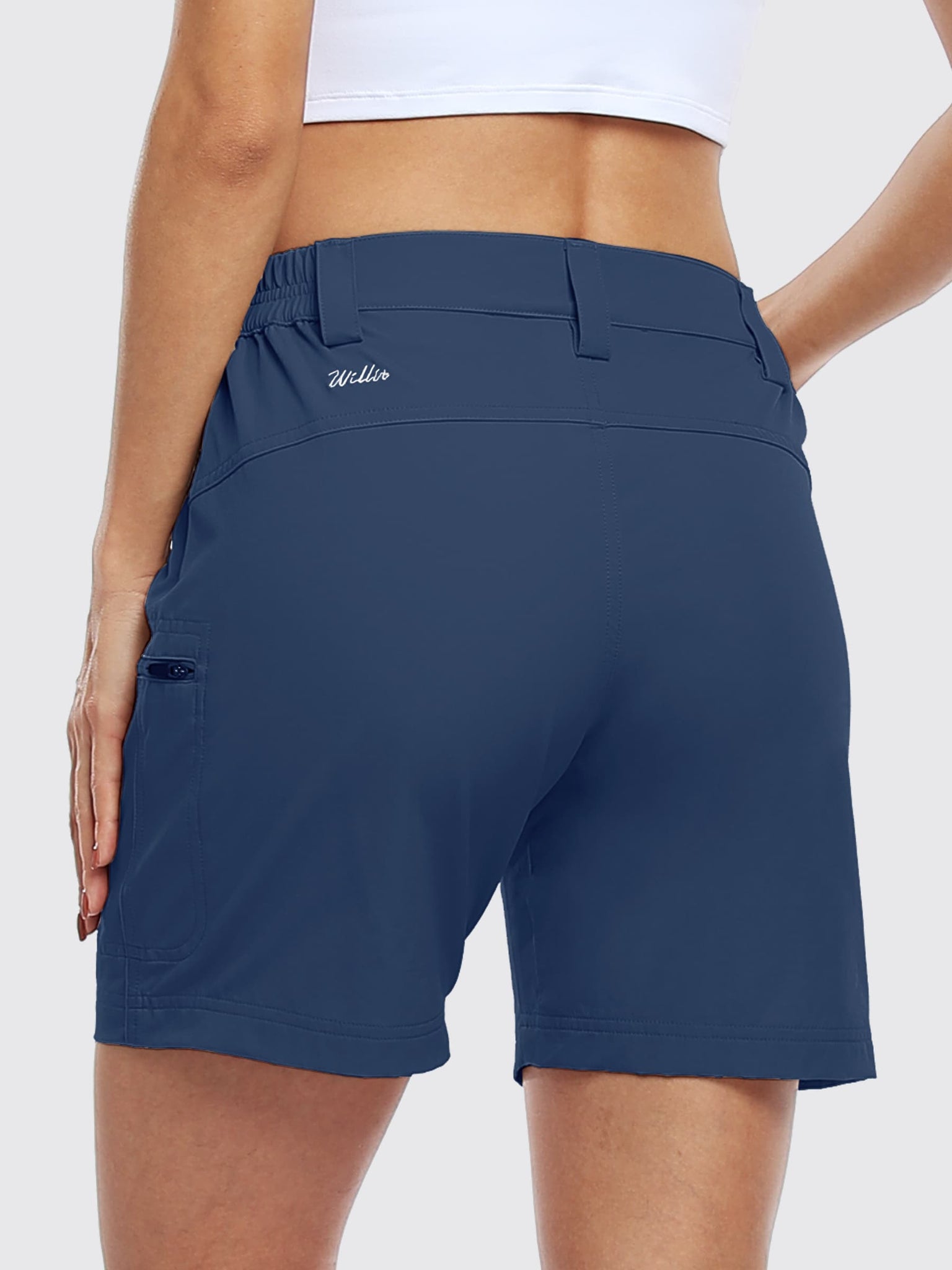 Willit Women's Outdoor Cargo Shorts 6 Inseam_Navy_model5