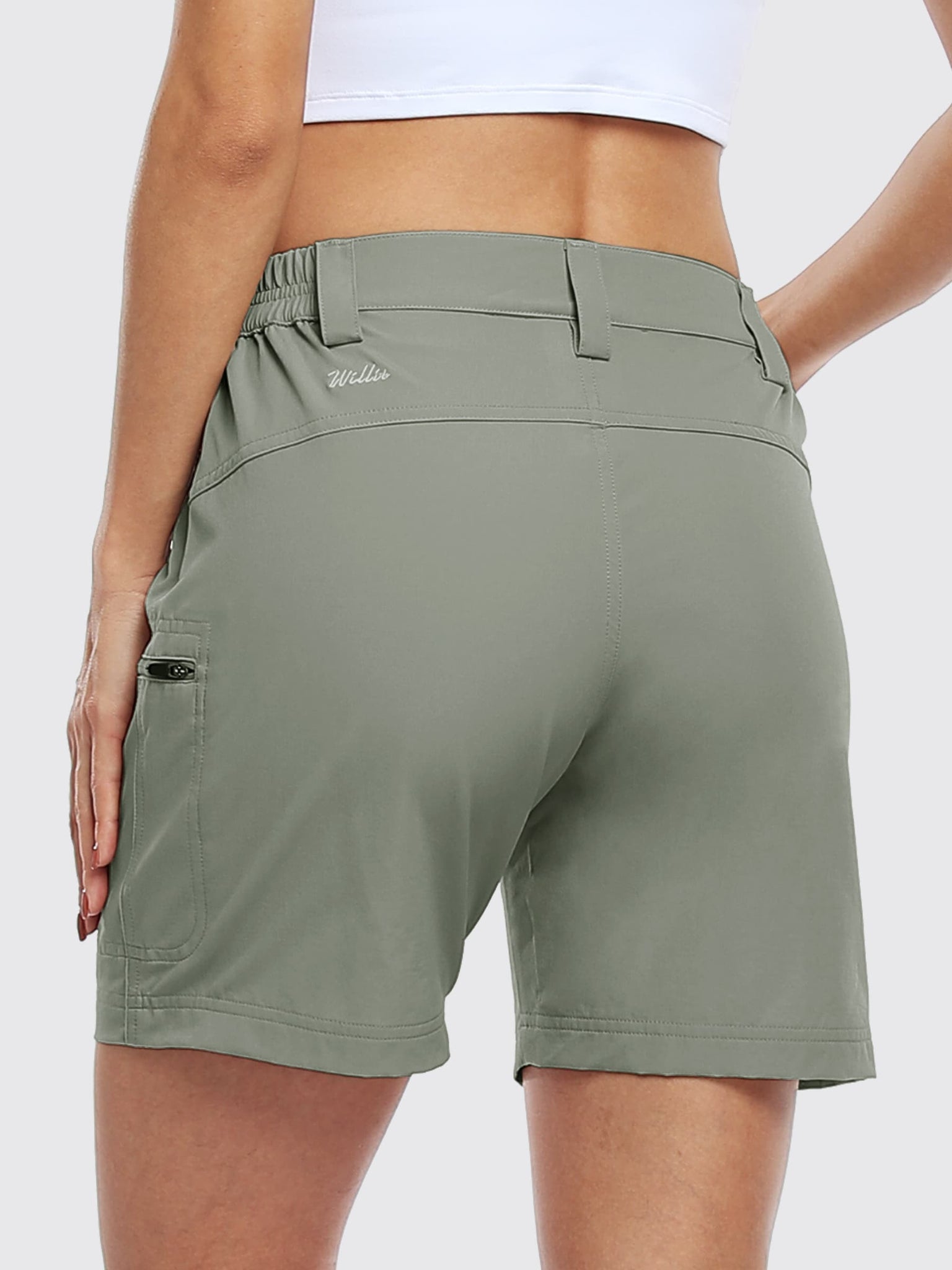 Willit Women's Outdoor Cargo Shorts 6 Inseam_Green_model5