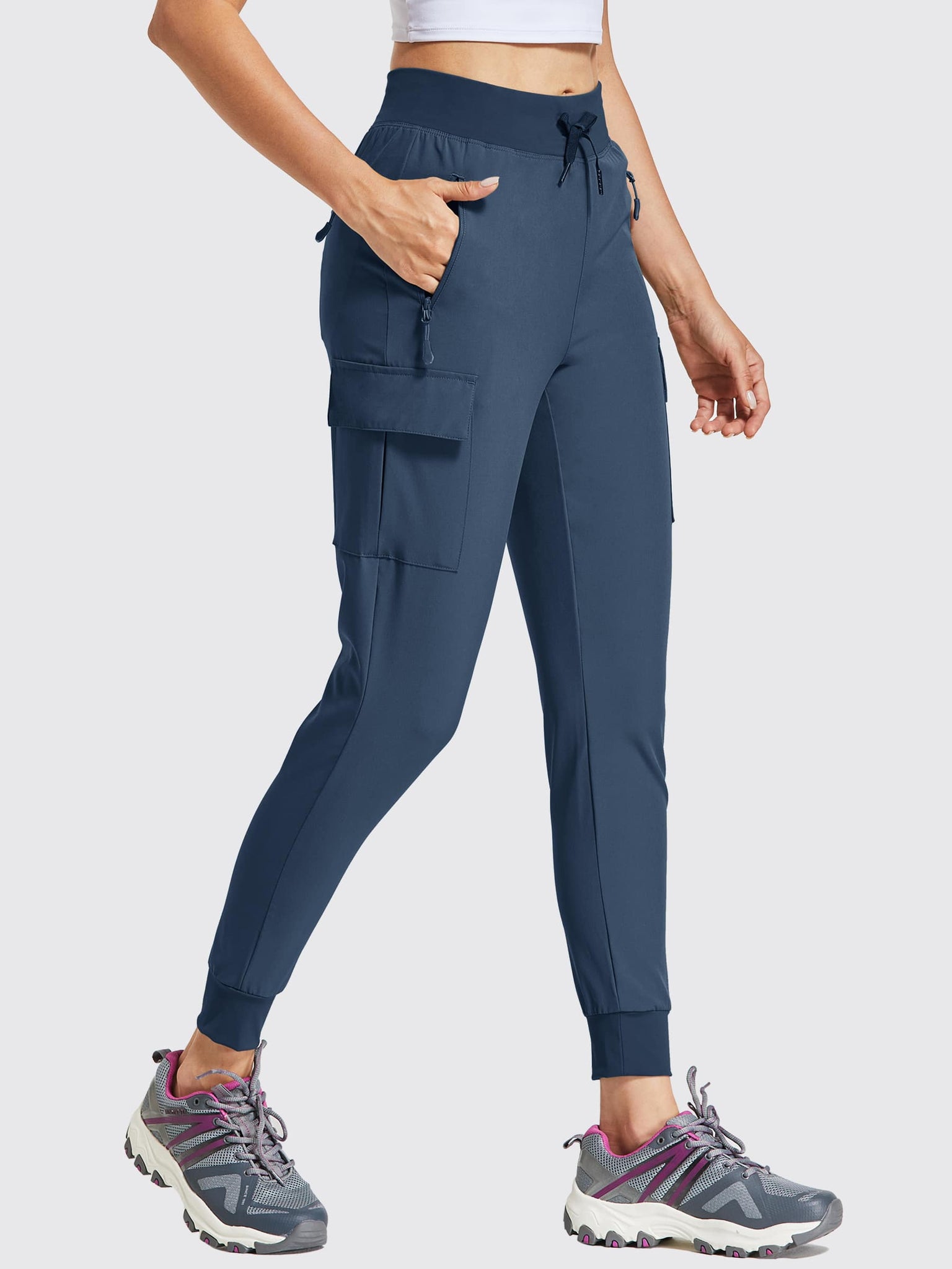 Women's Outdoor Trek Cargo Joggers_Navy_model1