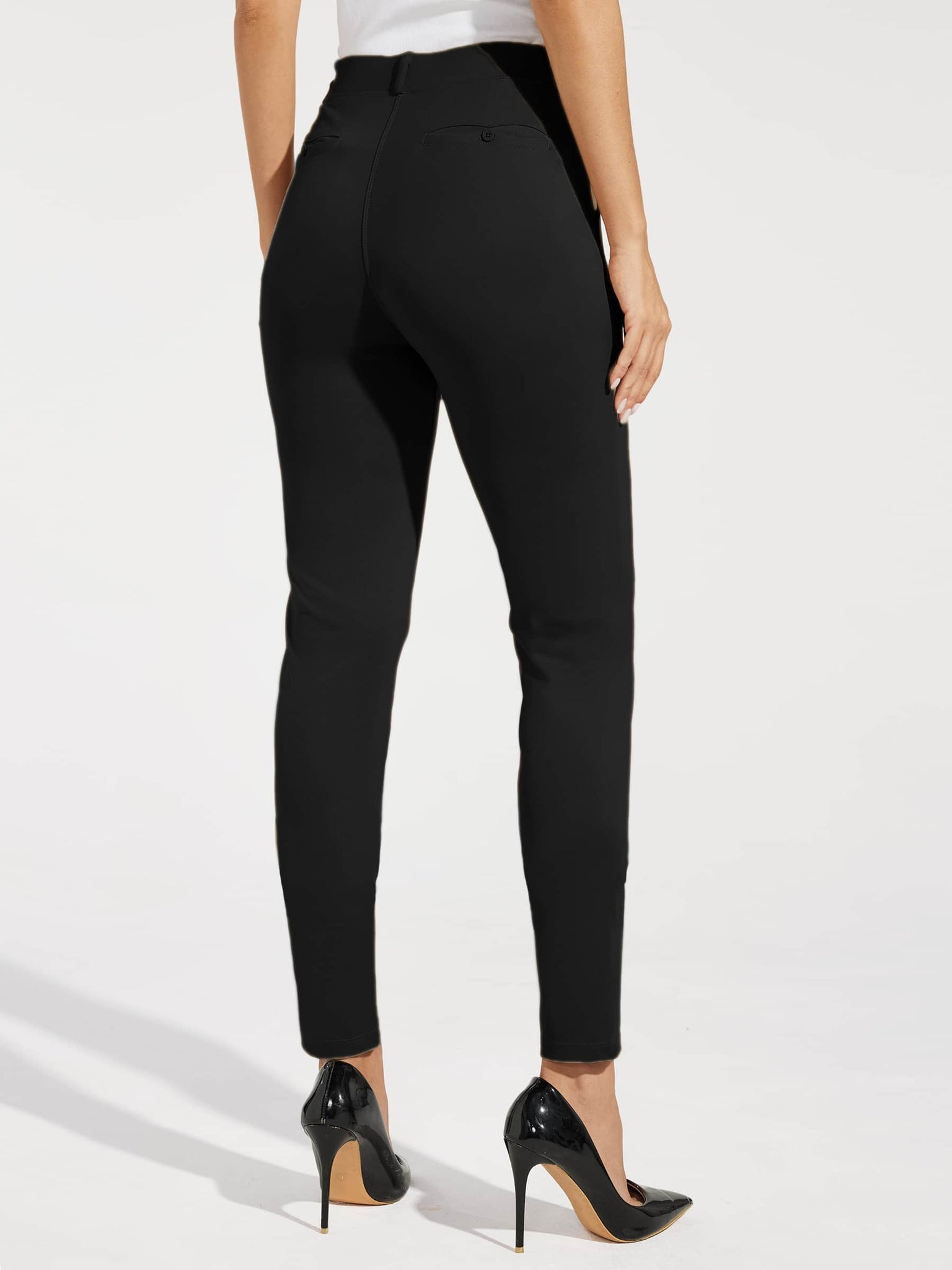 Women's Yoga Dress Pants Skinny 30Inch_Black_model2