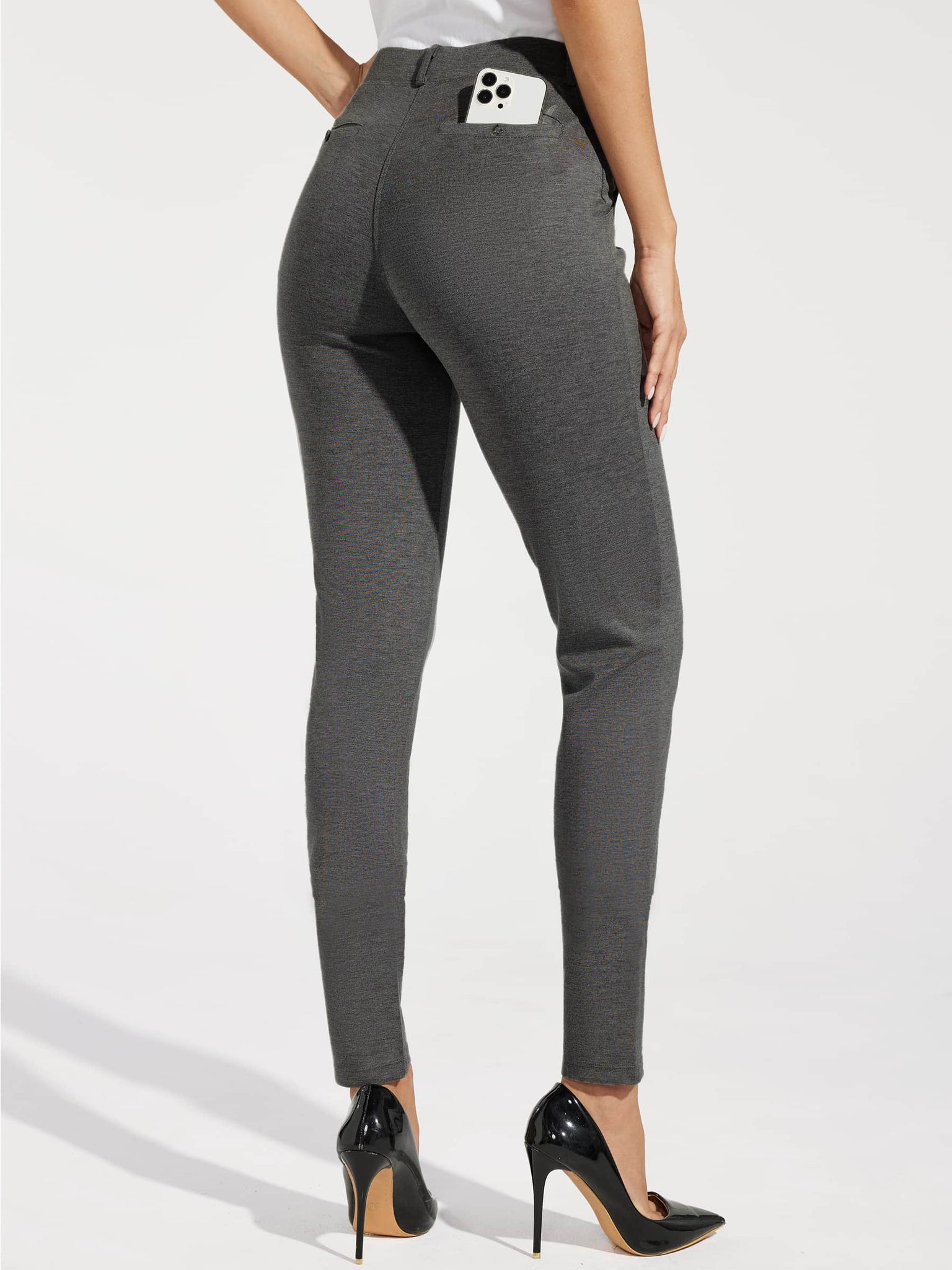 Women's Yoga Dress Pants Skinny 30Inch_DeepGray_model4