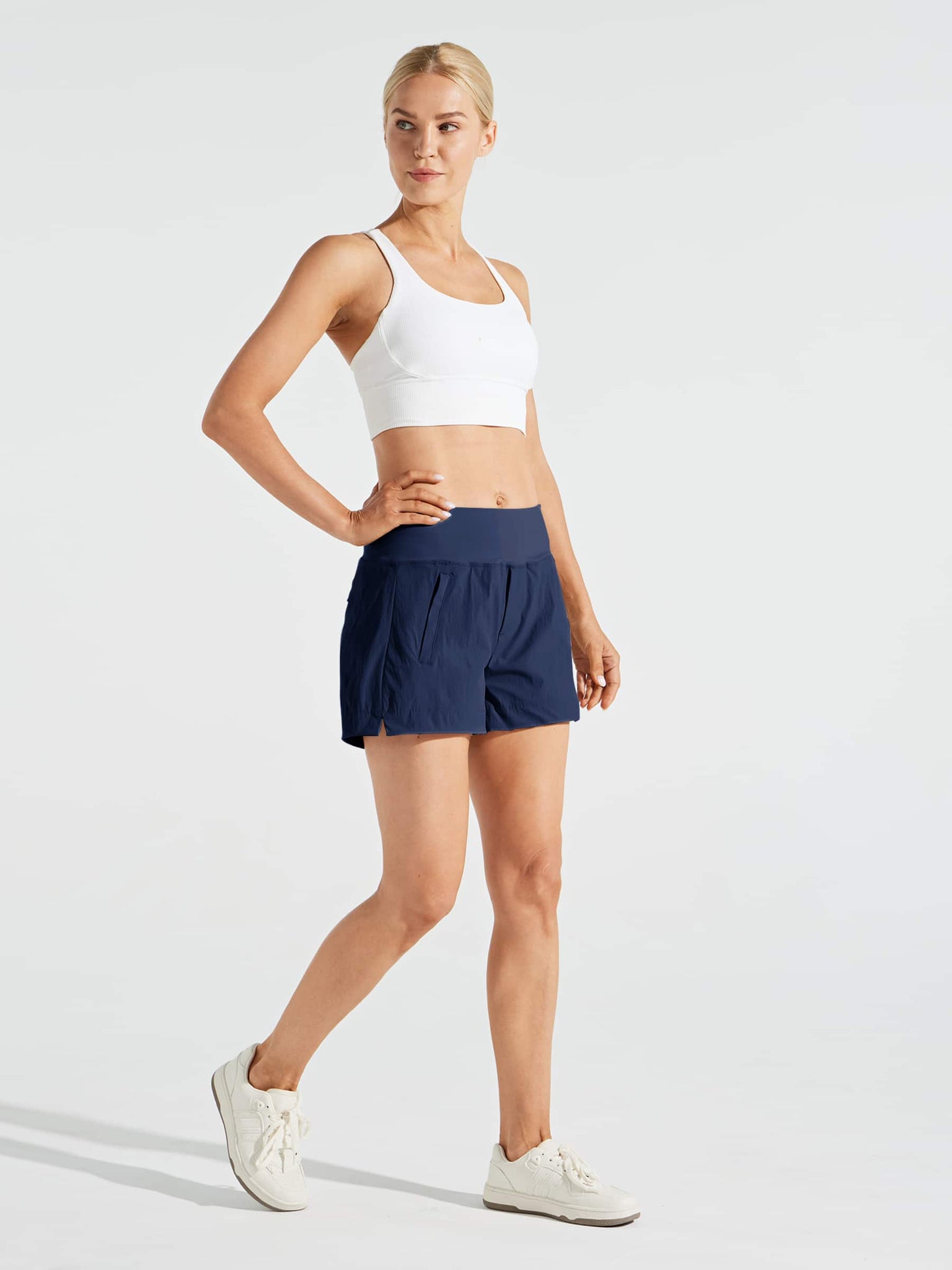 Willit Women's Training Loose Fit Shorts_Navy3