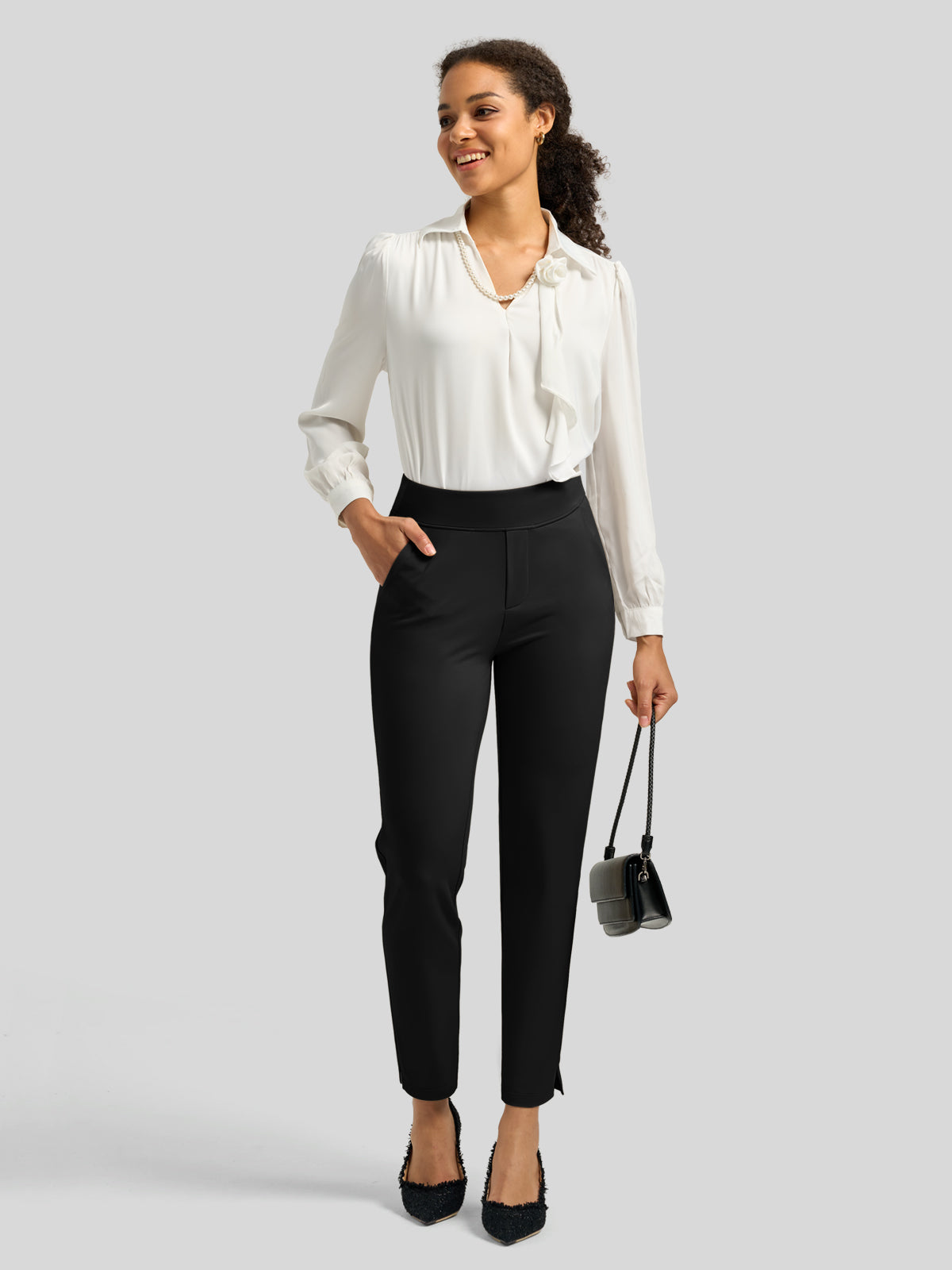 Willit Women's Ankle Stretch Golf Pants-25.5 Inch_black