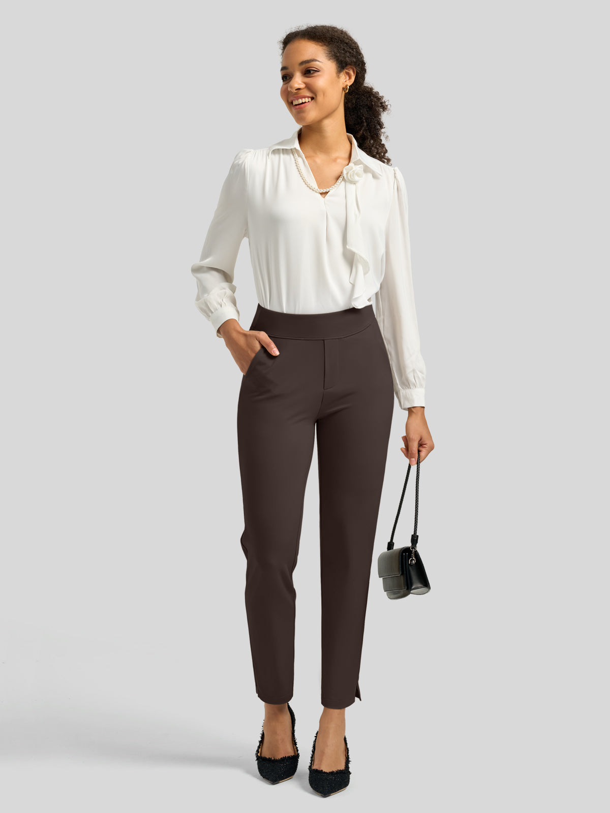 Willit Women's Ankle Stretch Golf Pants-25.5 Inch_coffee