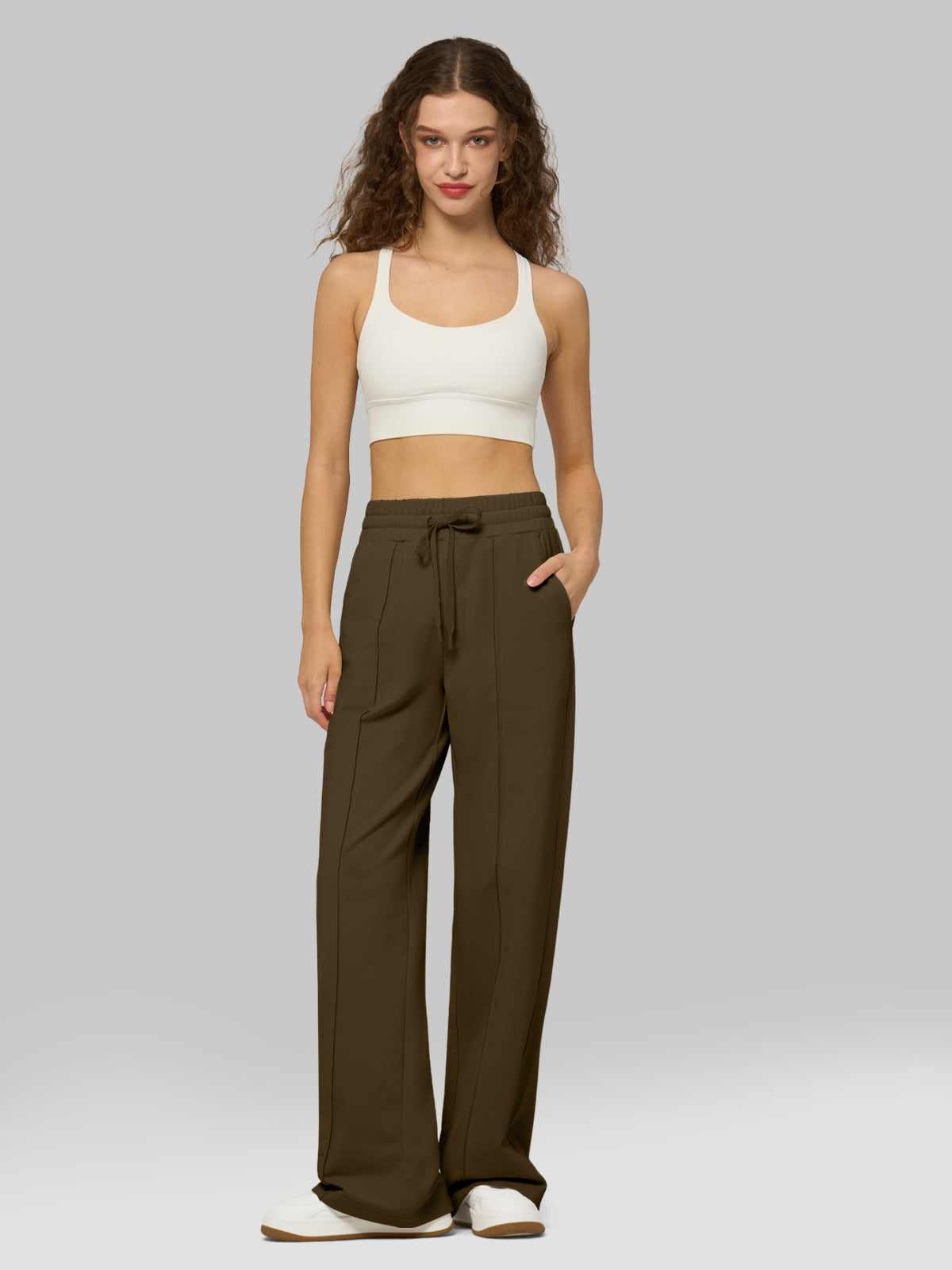 willit Women's Breeze Straight Leg Sweatpants in darkbrown_5