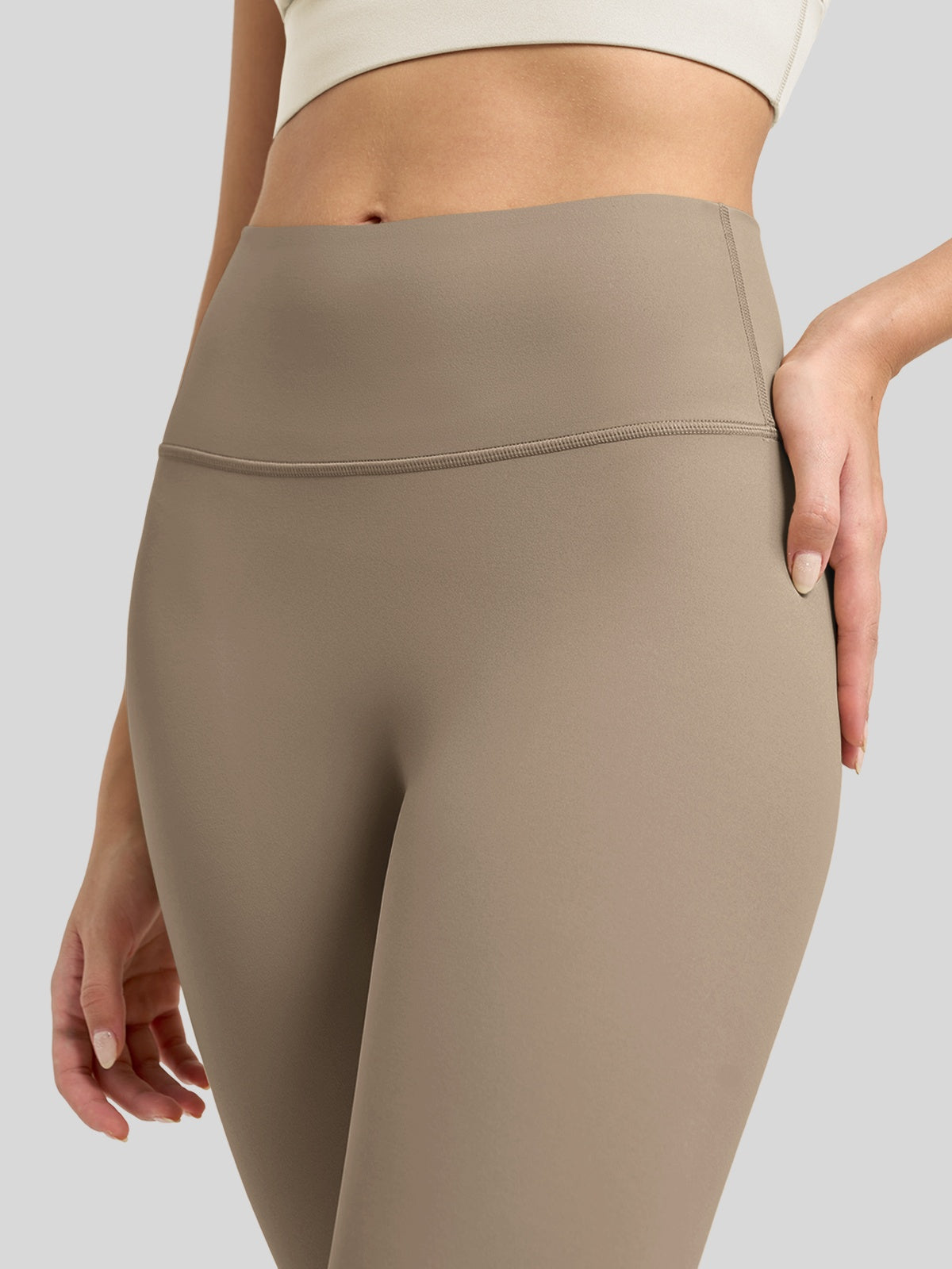 Willit Women's Butterflux High Rise Leggings 28 Inch in deep taupe