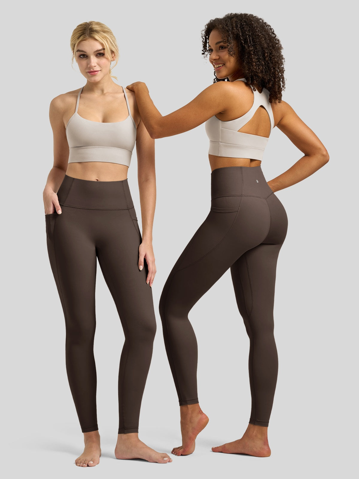 Willit Women's Butterflux Pocket Leggings-25 Inch in dusty in brown