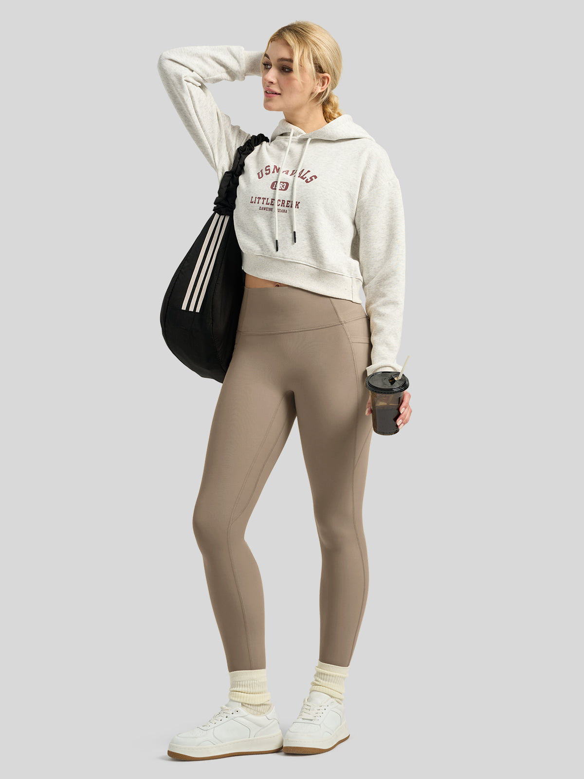 Willit Women's Butterflux Pocket Leggings-25 Inch in dusty in taupe