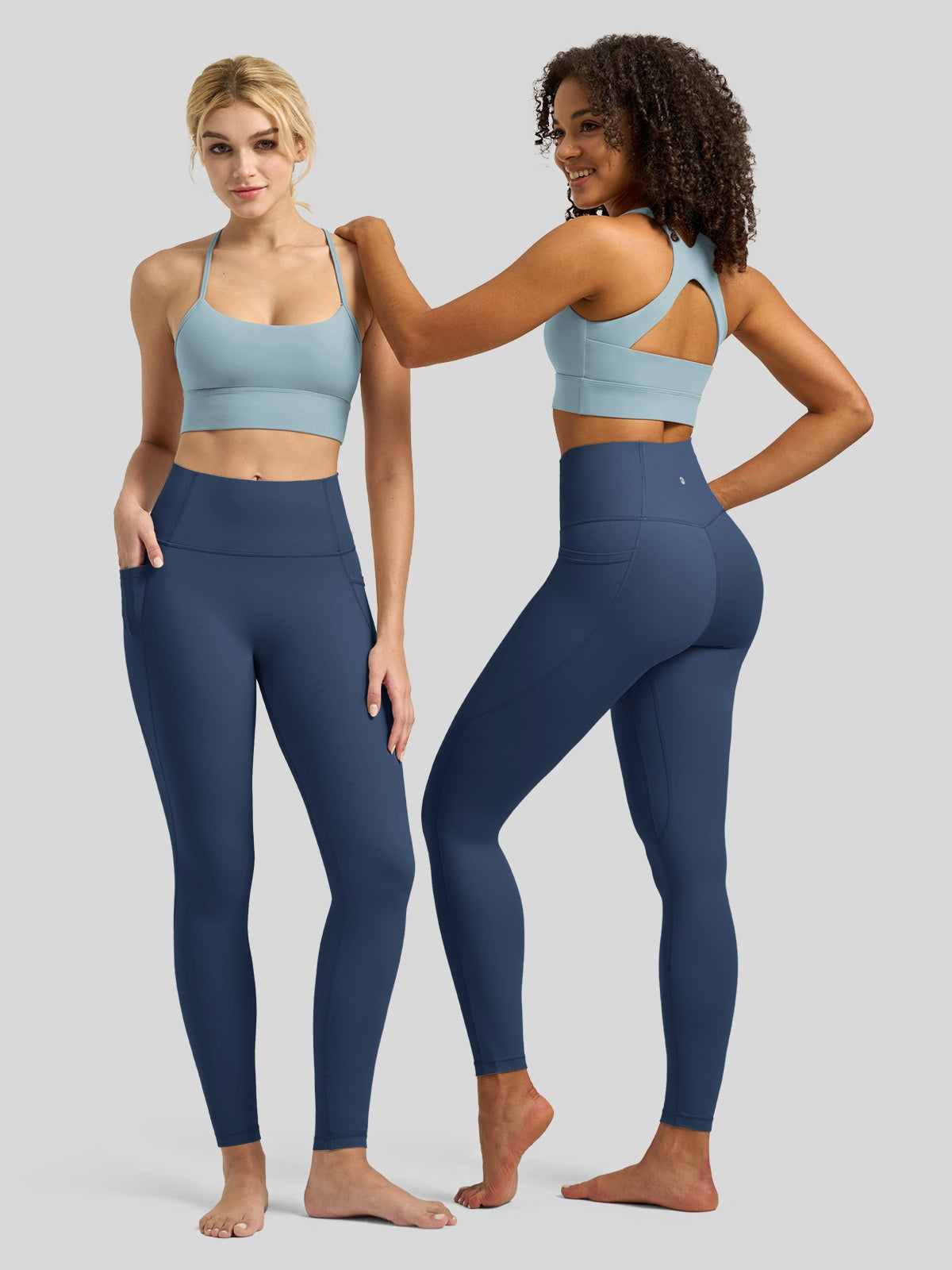 Willit Women's Butterflux Pocket Leggings-25 Inch in dusty in blue