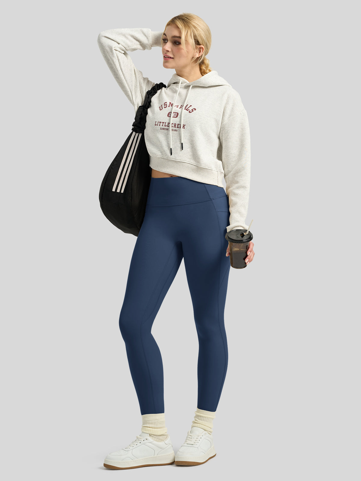 Willit Women's Butterflux Pocket Leggings-25 Inch in dusty in blue