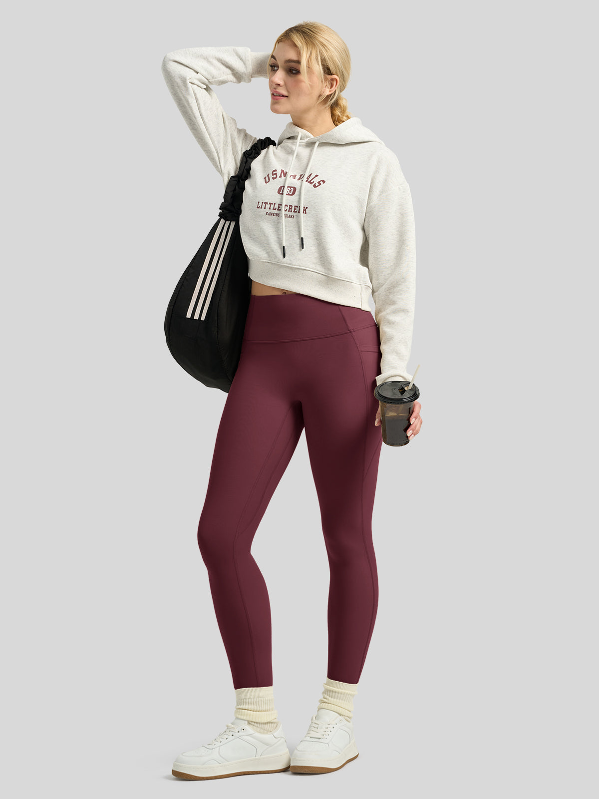 Willit Women's Butterflux Pocket Leggings-25 Inch in dusty in red