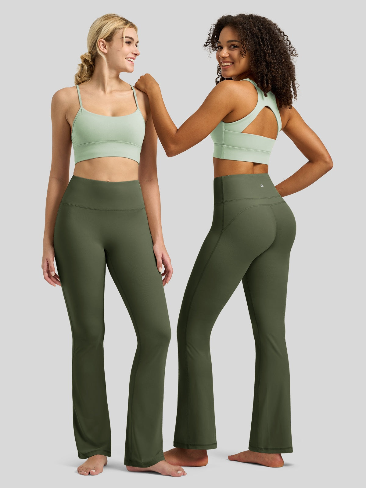 Willit Women's Butterflux Yoga Flare Leggings 30.5 Inch in green