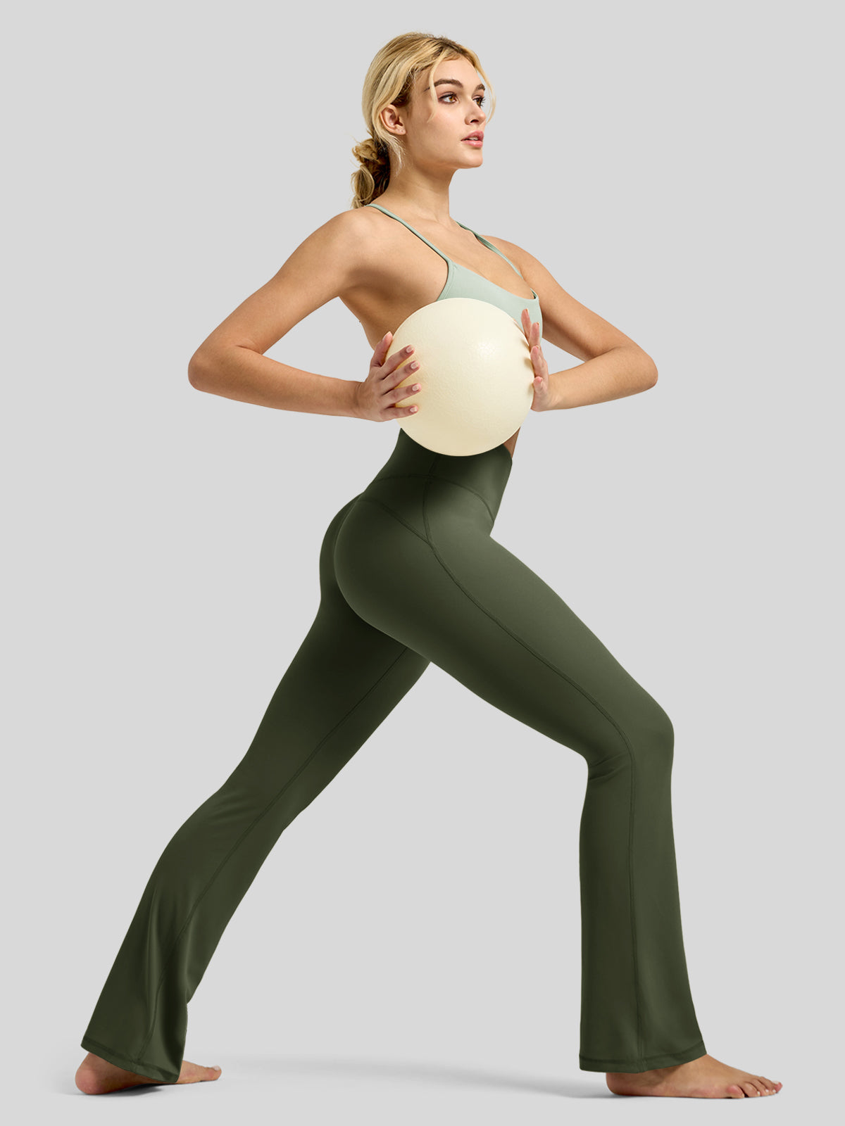 Willit Women's Butterflux Yoga Flare Leggings 30.5 Inch in green