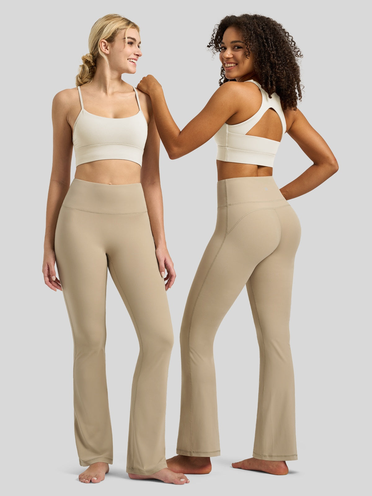 Willit Women's Butterflux Yoga Flare Leggings 30.5 Inch in khaki