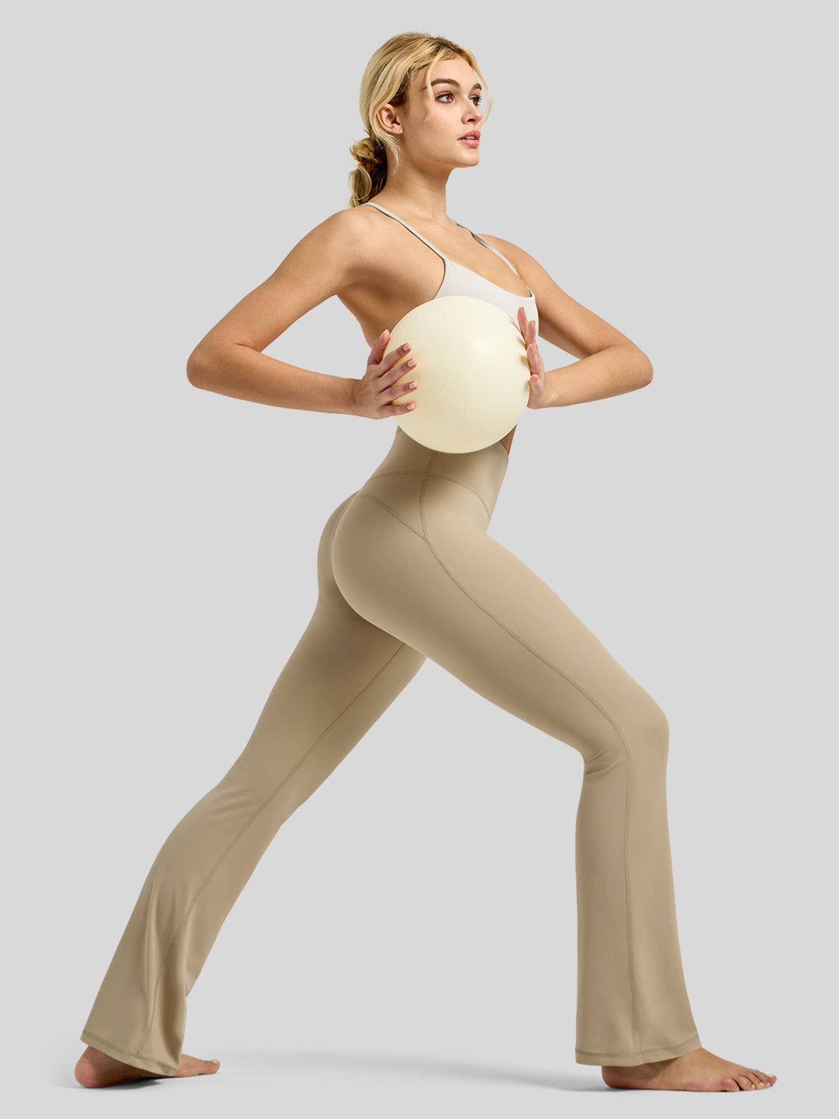 Willit Women's Butterflux Yoga Flare Leggings 30.5 Inch in khaki