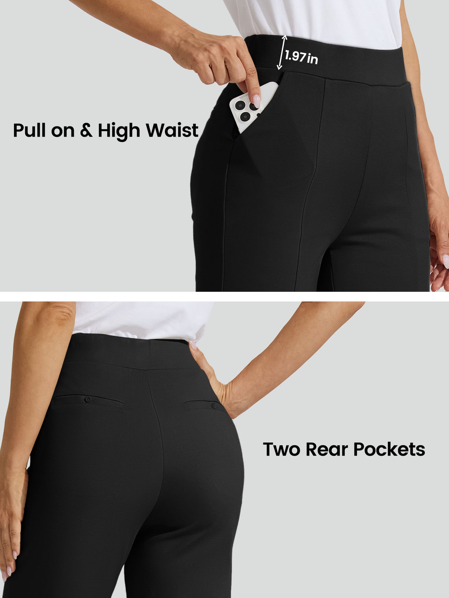 Women's Stretch Capri Wide-Leg Dress Pants_Black_model4