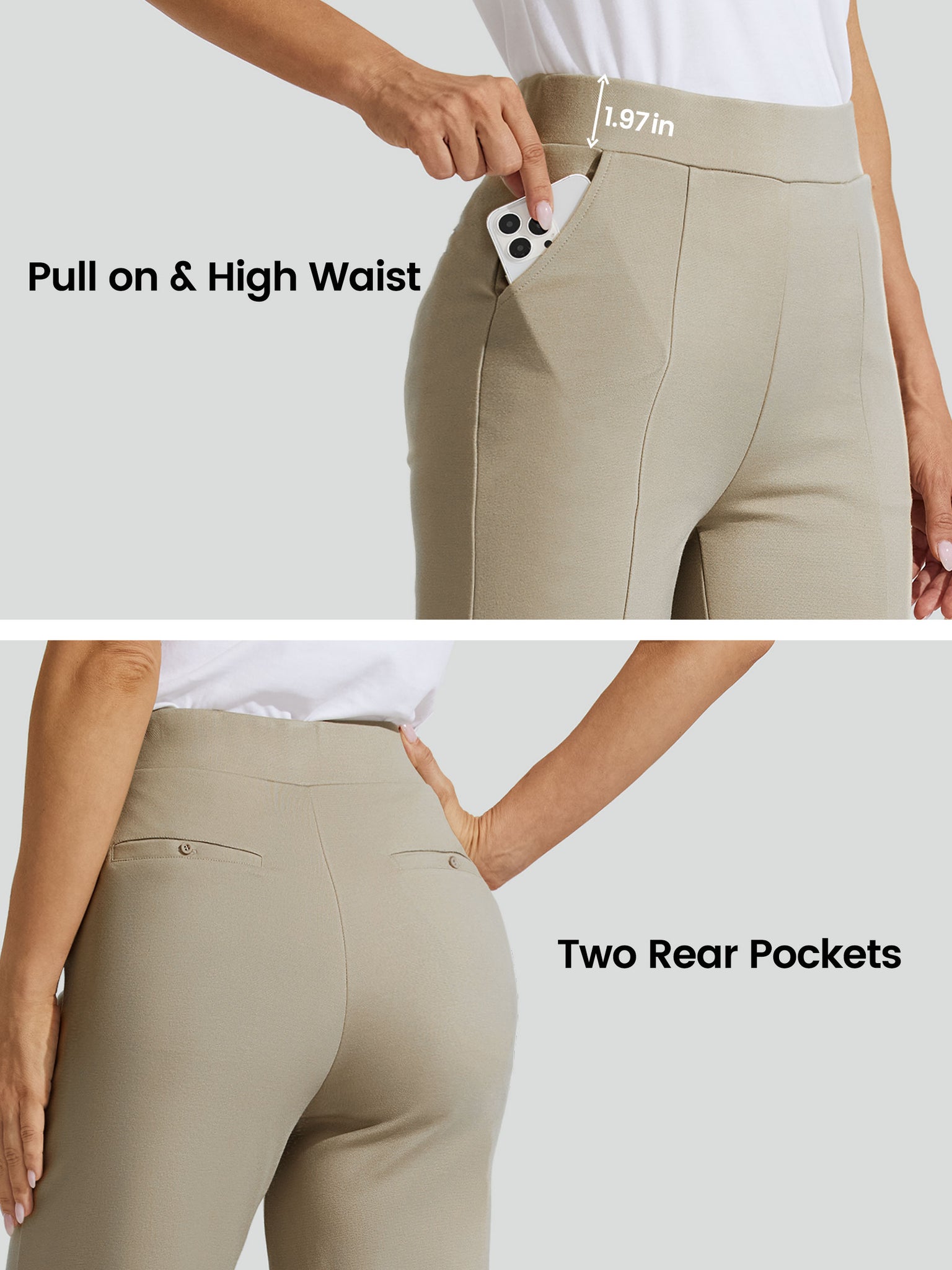 Women's Stretch Capri Wide-Leg Dress Pants_Khaki_model4