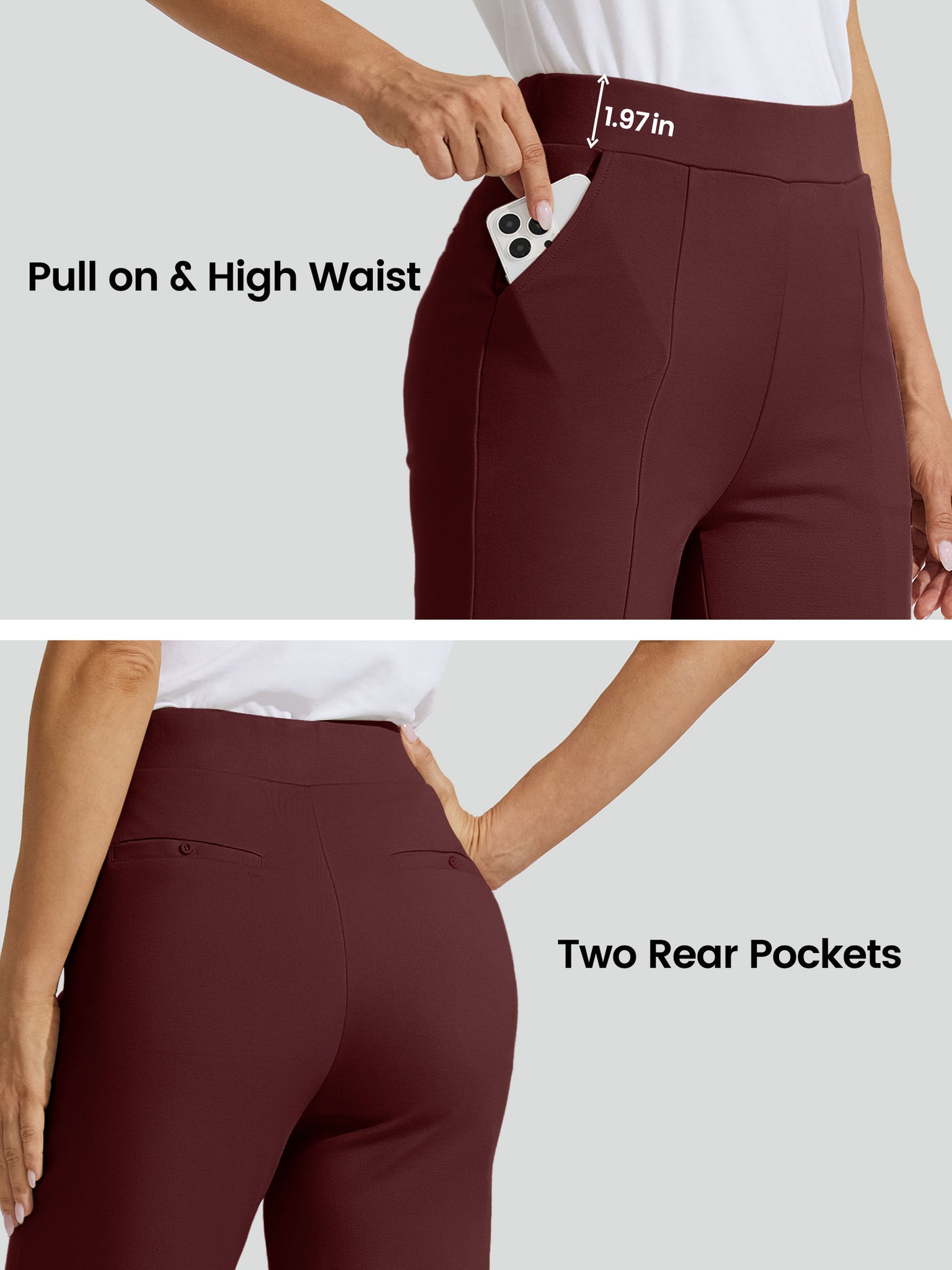 Women's Stretch Capri Wide-Leg Dress Pants_Wine_model4