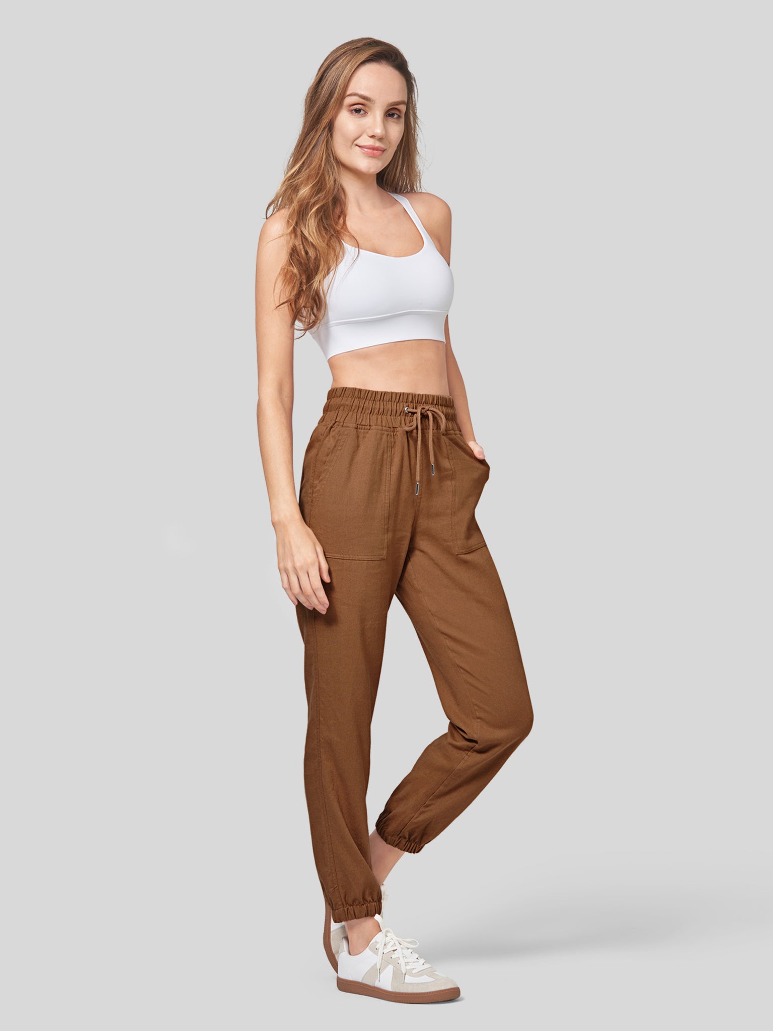 Women's Casual Cotton Linen Joggers 28 Inch