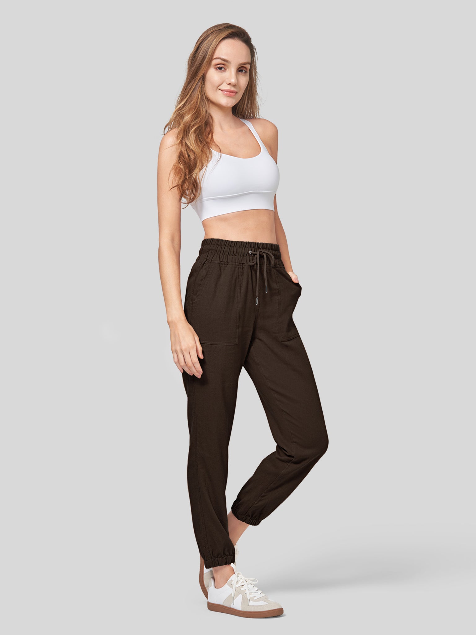 Women's Casual Cotton Linen Joggers 28 Inch