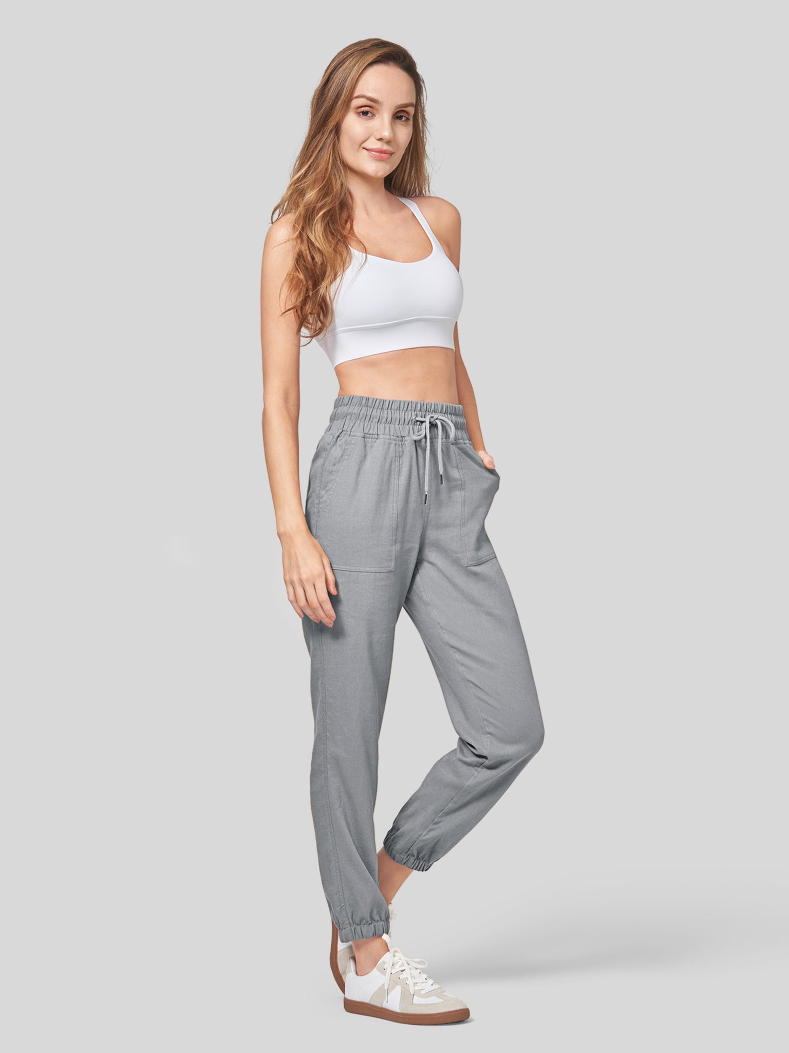 Women's Casual Cotton Linen Joggers 28 Inch