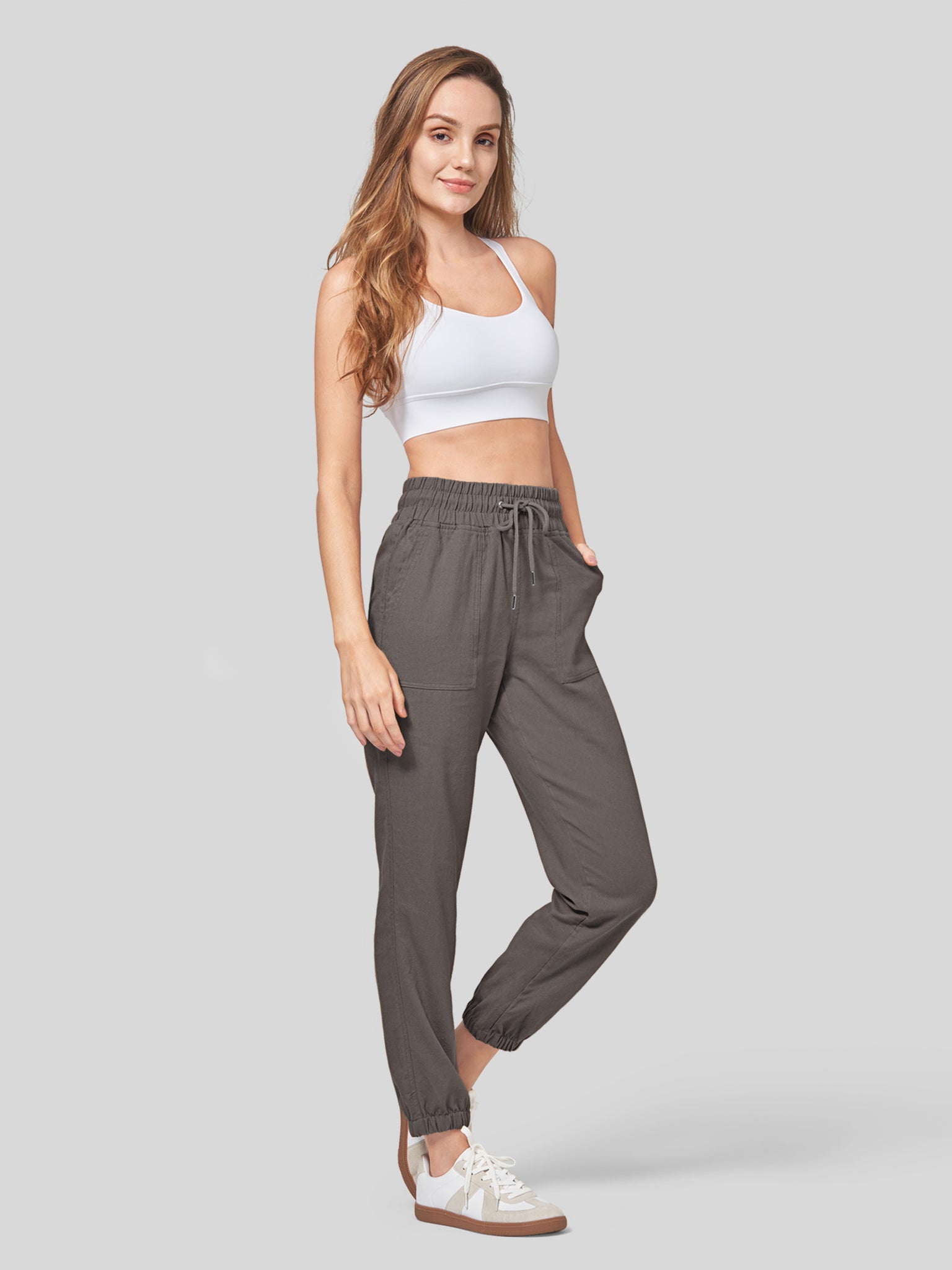 Women's Casual Cotton Linen Joggers 28 Inch